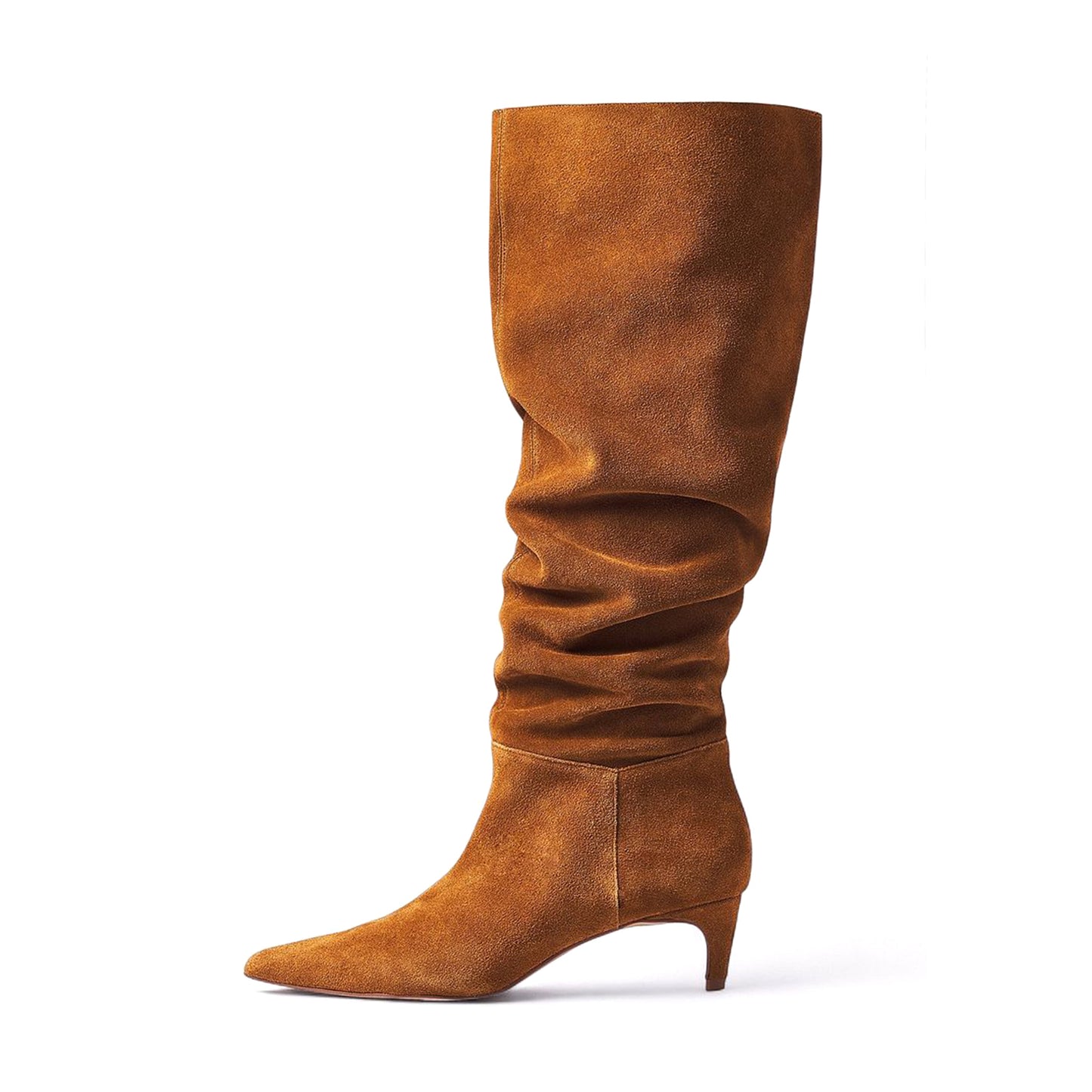 Tan Faux Suede Pointed-Toe Chic Wide Calf Knee High Stiletto Boots