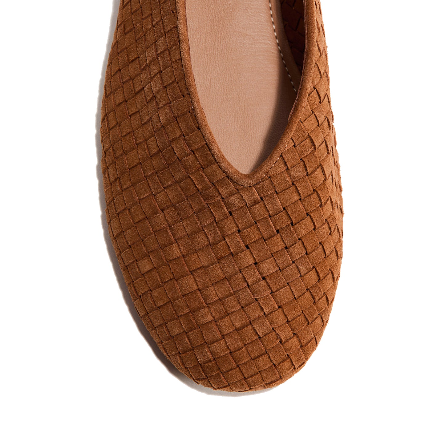 Coffee Woven Faux Suede Square-Toe Slip-On Classic Ballet Flats