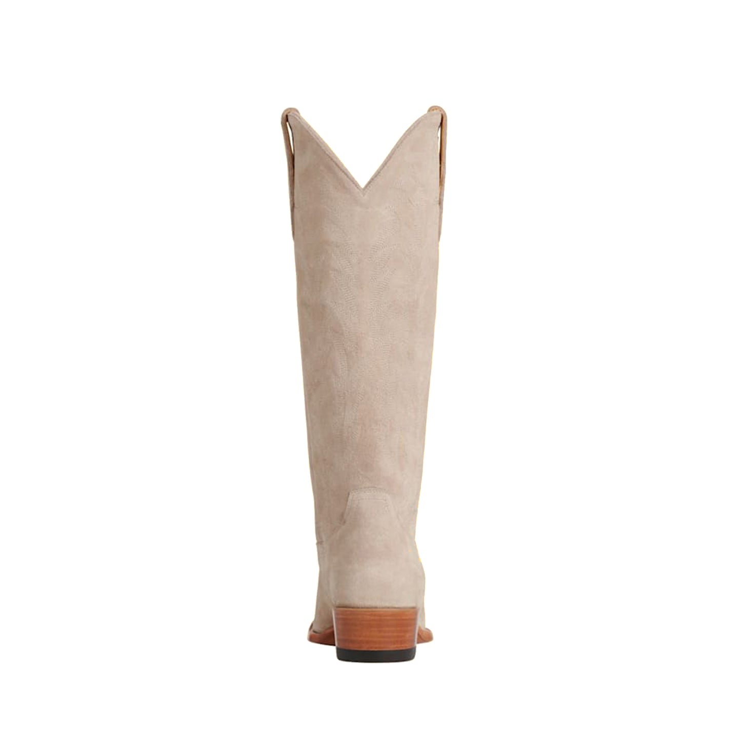 Beige Faux Suede Snip-Toe Embroidery Sleek Mid Calf Classic Cowgirl Boots