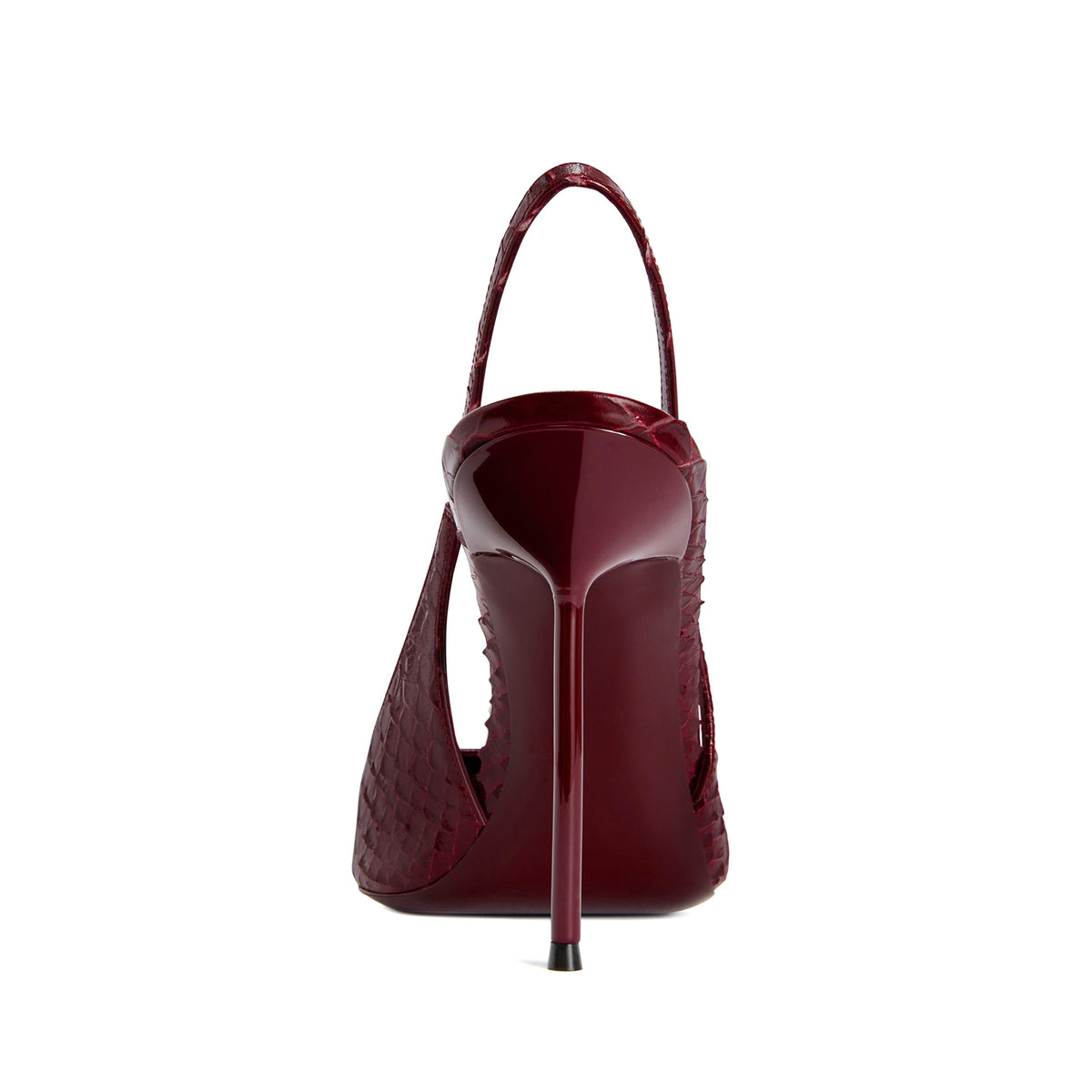 Dark Red Snakeskin Pattern Pointed-Toe Slingback Pumps High Heels