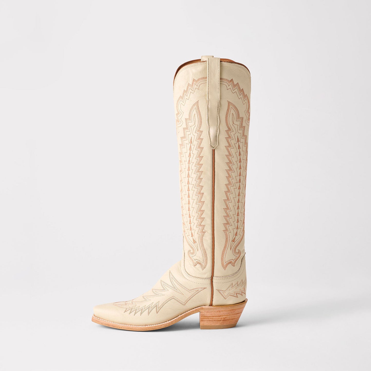 Bone Snip-Toe Western Embroidery Wide Calf Chic Knee High Cowgirl Boots