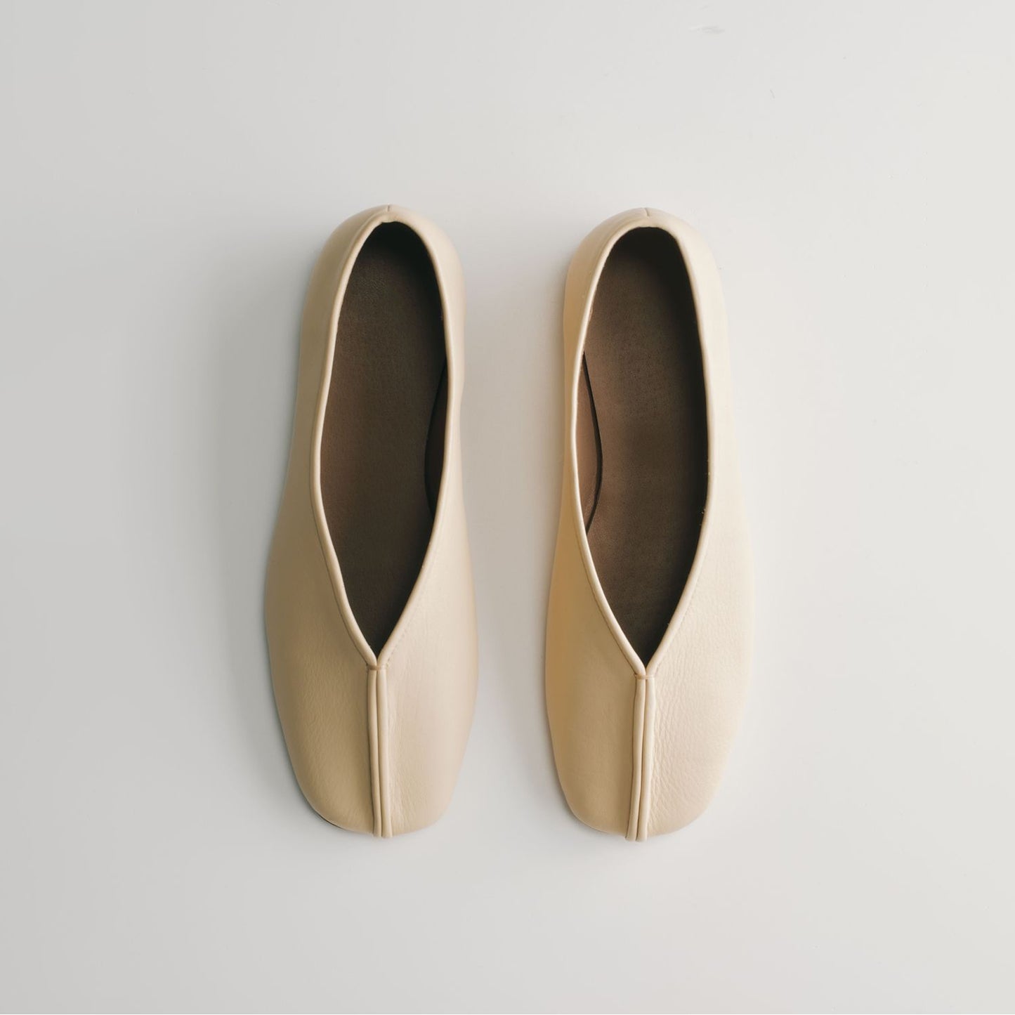 Light Yellow Square-Toe Ballet Classic Flats
