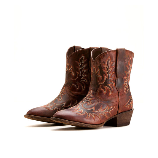 Sienna Round-Toe Stitching Ankle Cowgirl Boots