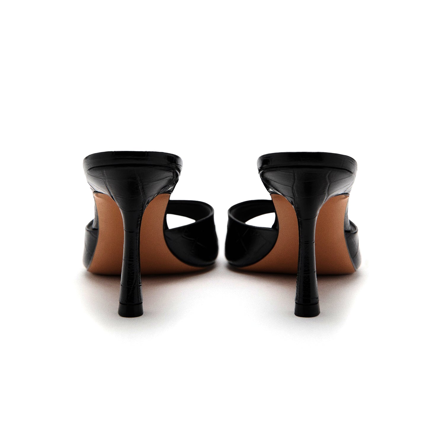 Black Stone Print Pointed-Toe Slip-On High Heels