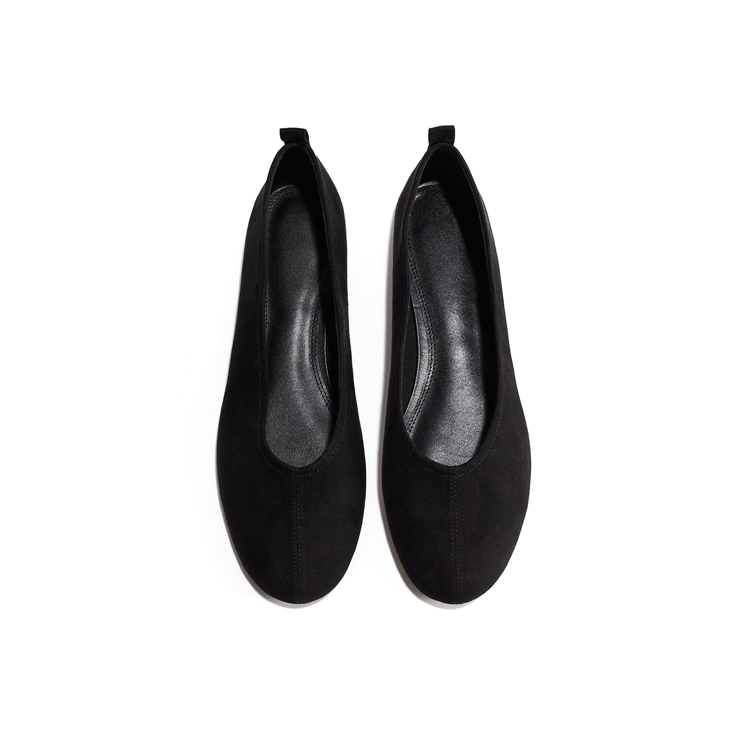 Black Faux Suede Round-Toe Ballet Chic Flats