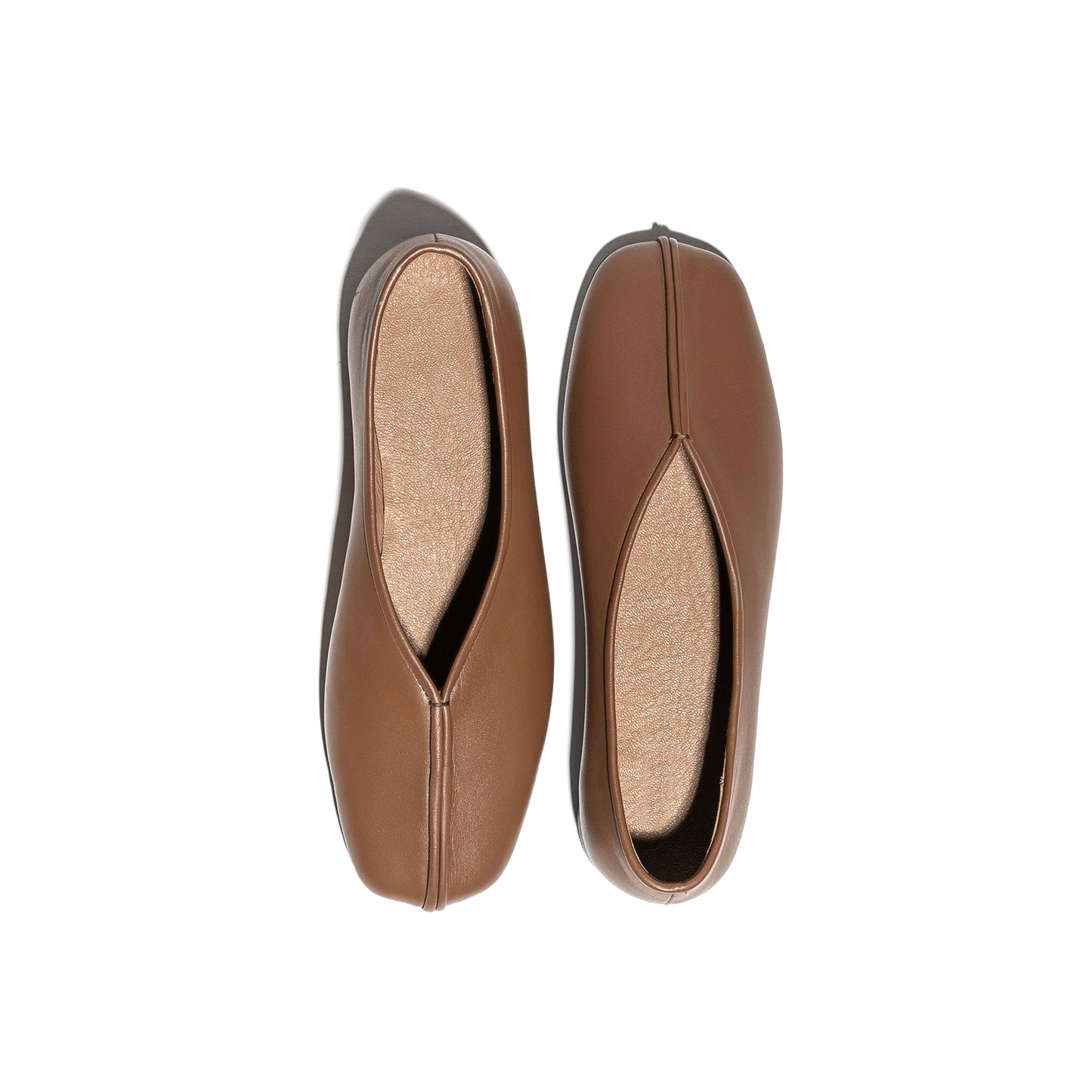 Brown Square-Toe Ballet Classic Flats
