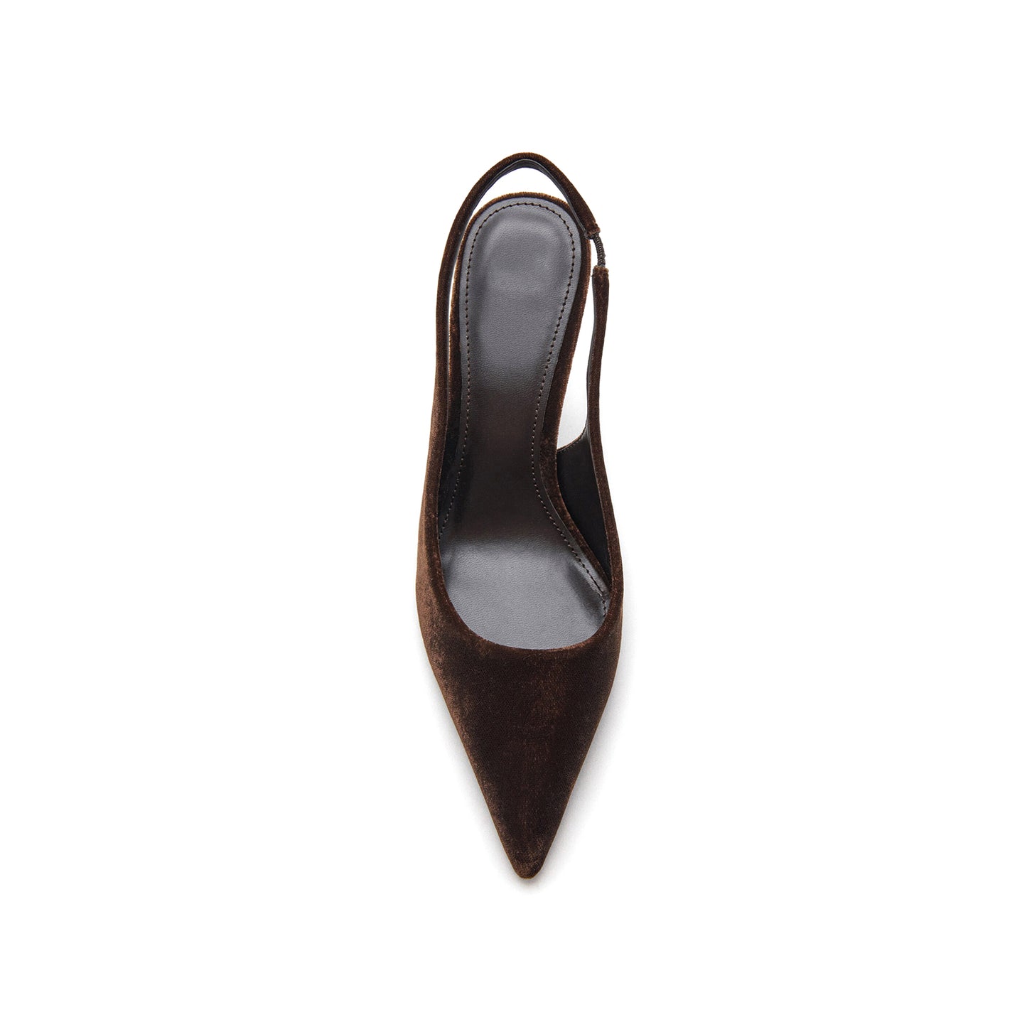 Chocolate Velvet Pointed-Toe Simple Slingback High Heels