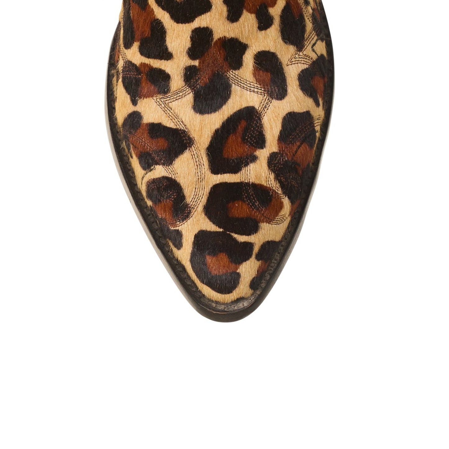 Leopard Pattern Almond-Toe Embroidery Half-Zip Knee High Cowgirl Boots
