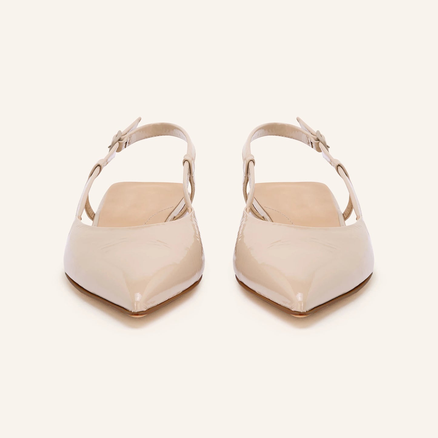 Patent Beige Pointed-Toe Chic Back Strap Stylish Flats