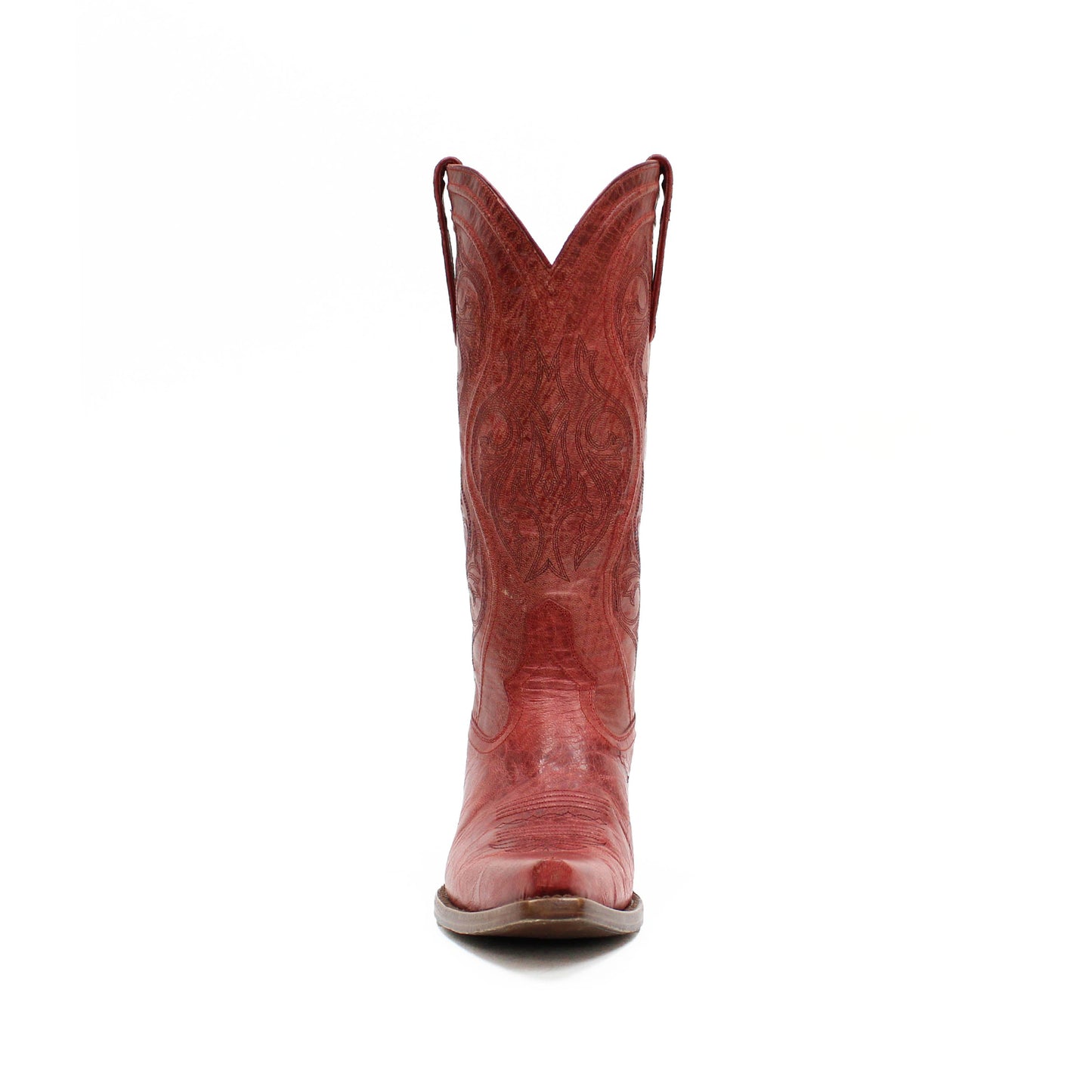 Distressed Wine Red Snip-Toe Embroidery Chic Mid Calf Cowgirl Boots