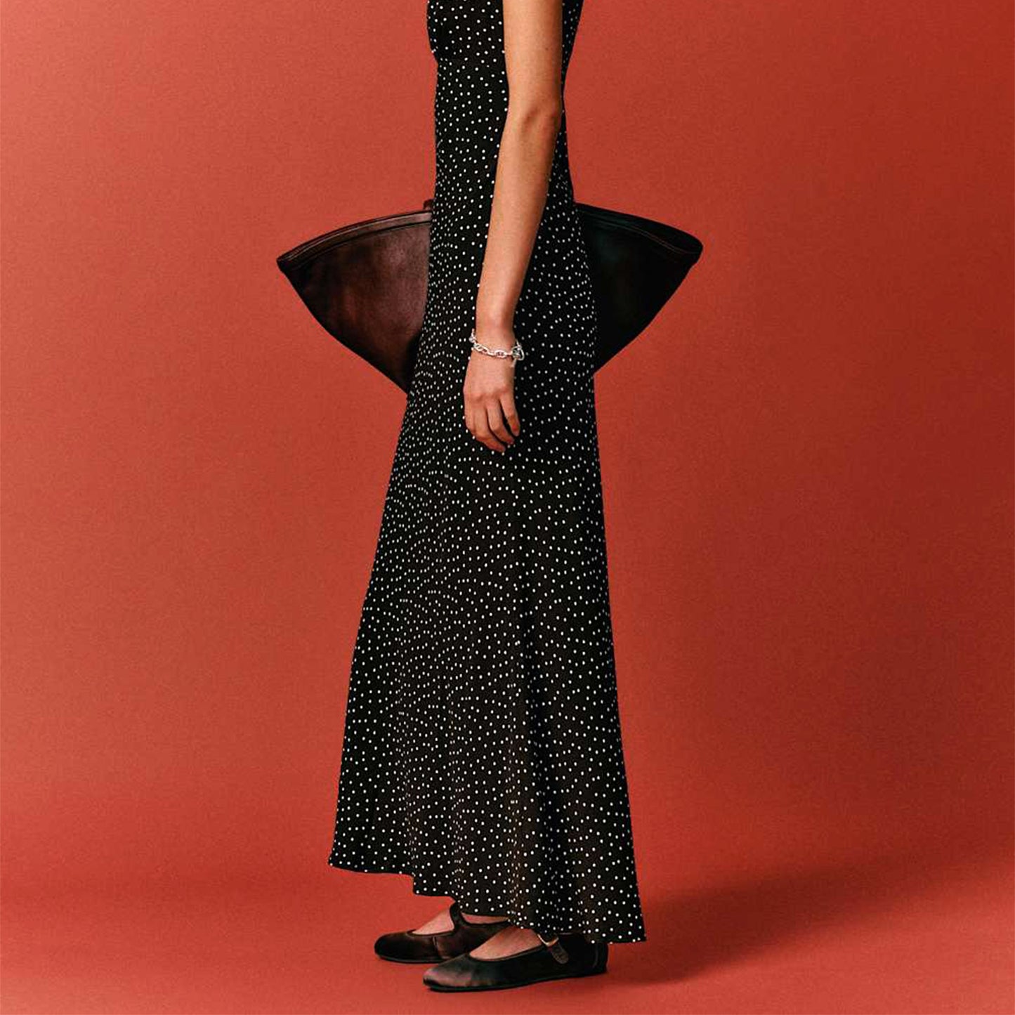 Chocolate Satin Round-Toe Bridge Strap Slip-On Flats