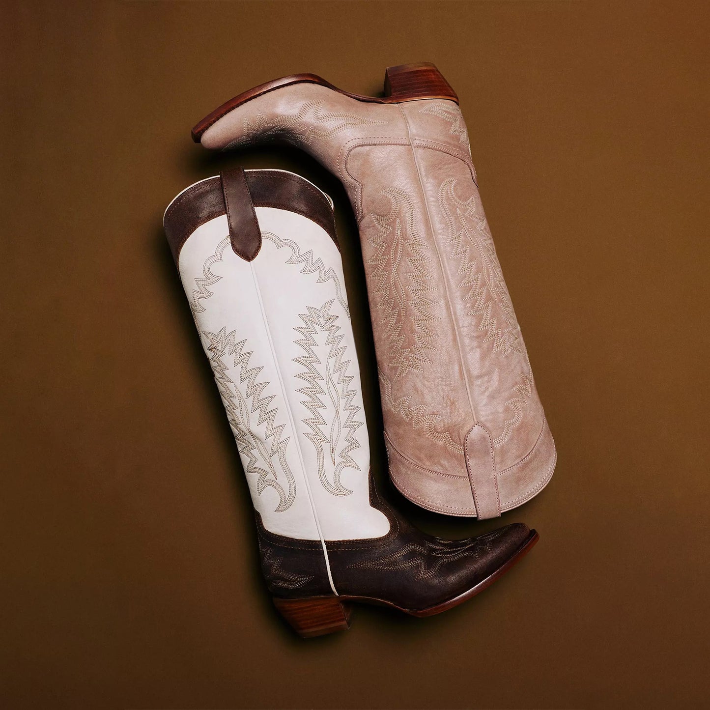 Dusty Pink Snip-Toe Chic Embroidery Wide Calf Knee High Cowgirl Boots