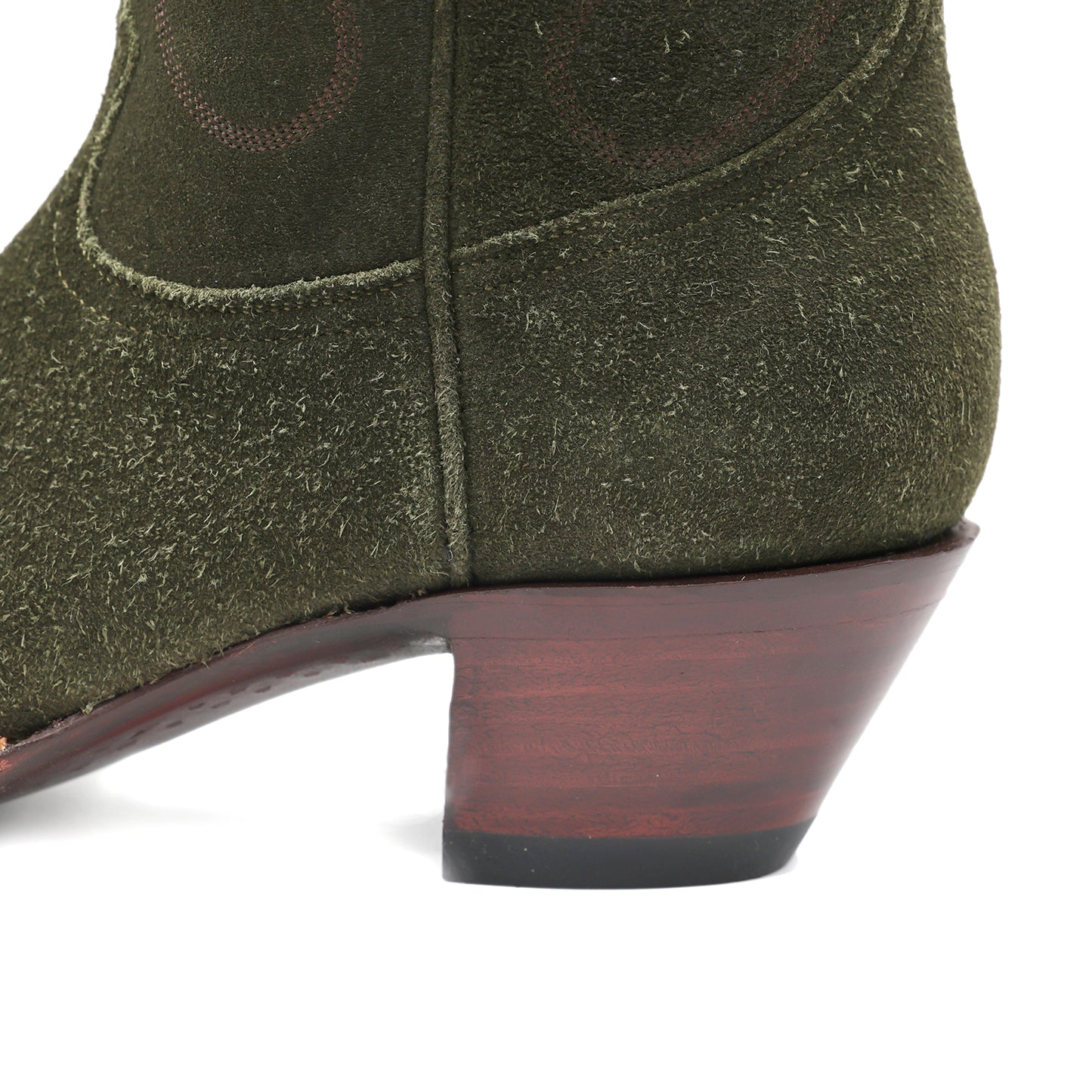 Green Faux Suede Snip-Toe Chic Embroidery Mid Calf Cowgirl Boots
