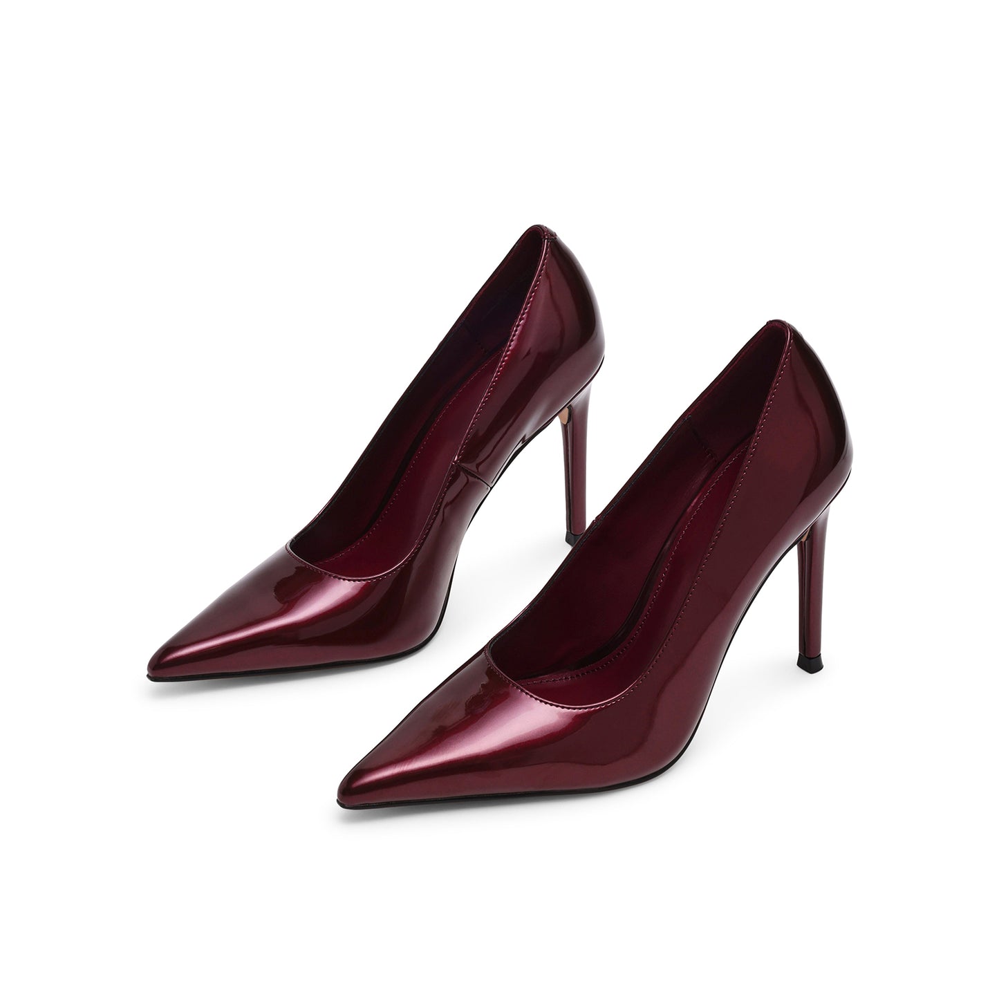 Patent Cherry Red Classic Pointed-Toe Slip-On High Heels Pumps