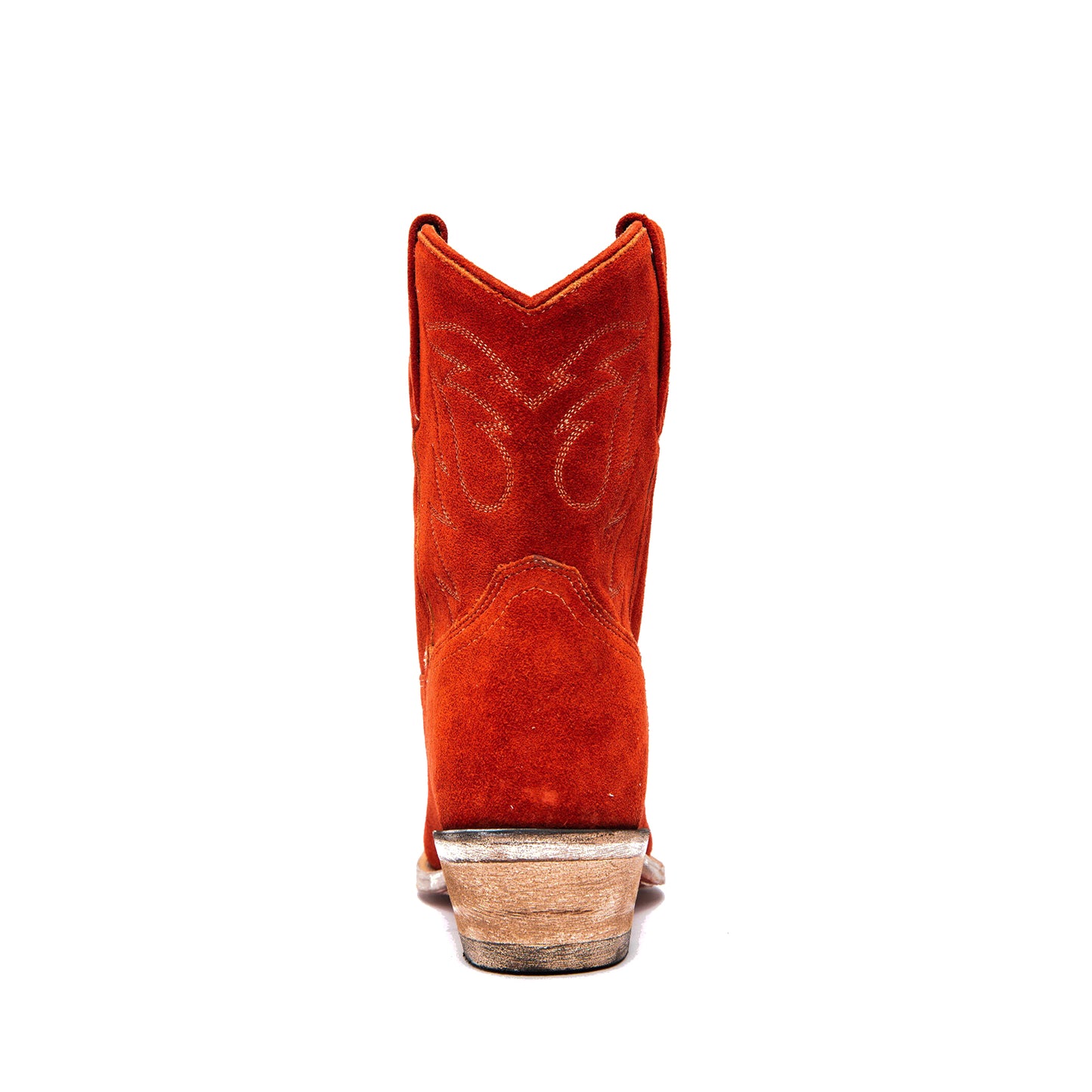 Red Faux Suede Snip-Toe Chic Embroidery Ankle Cowgirl Boots