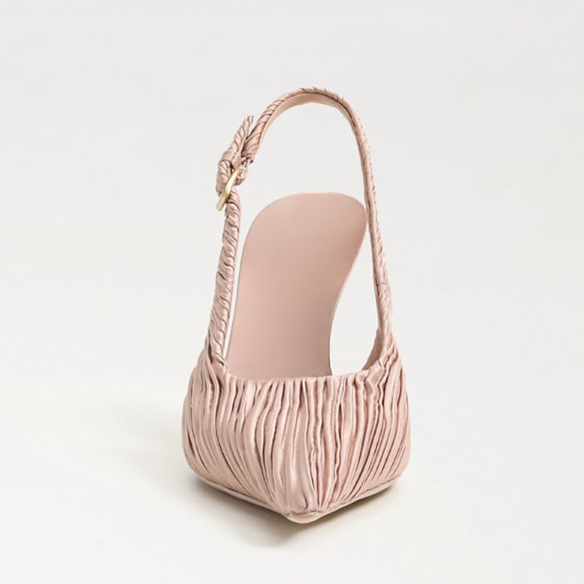 Champagne Striped Satin Pointed-Toe Back Strap Chic High Heels Pumps