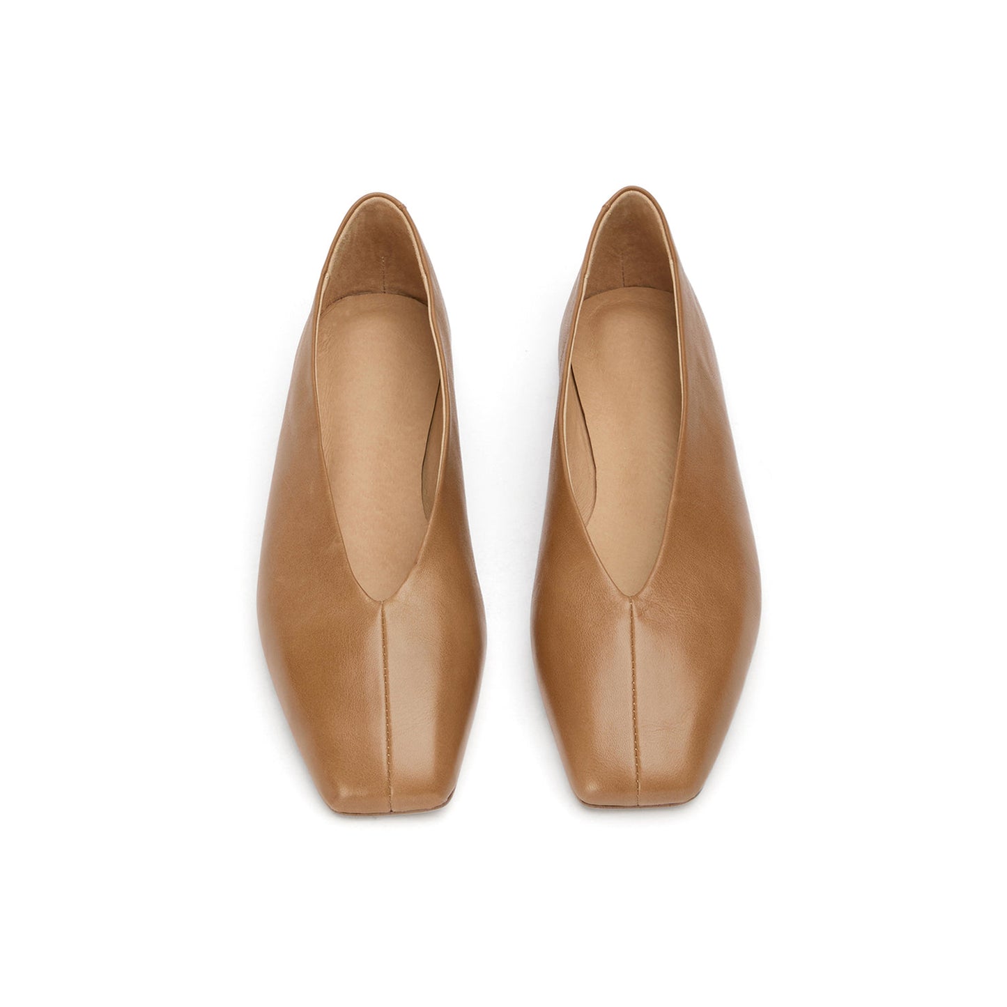 Tan Chic Square-Toe Slip-On Flats