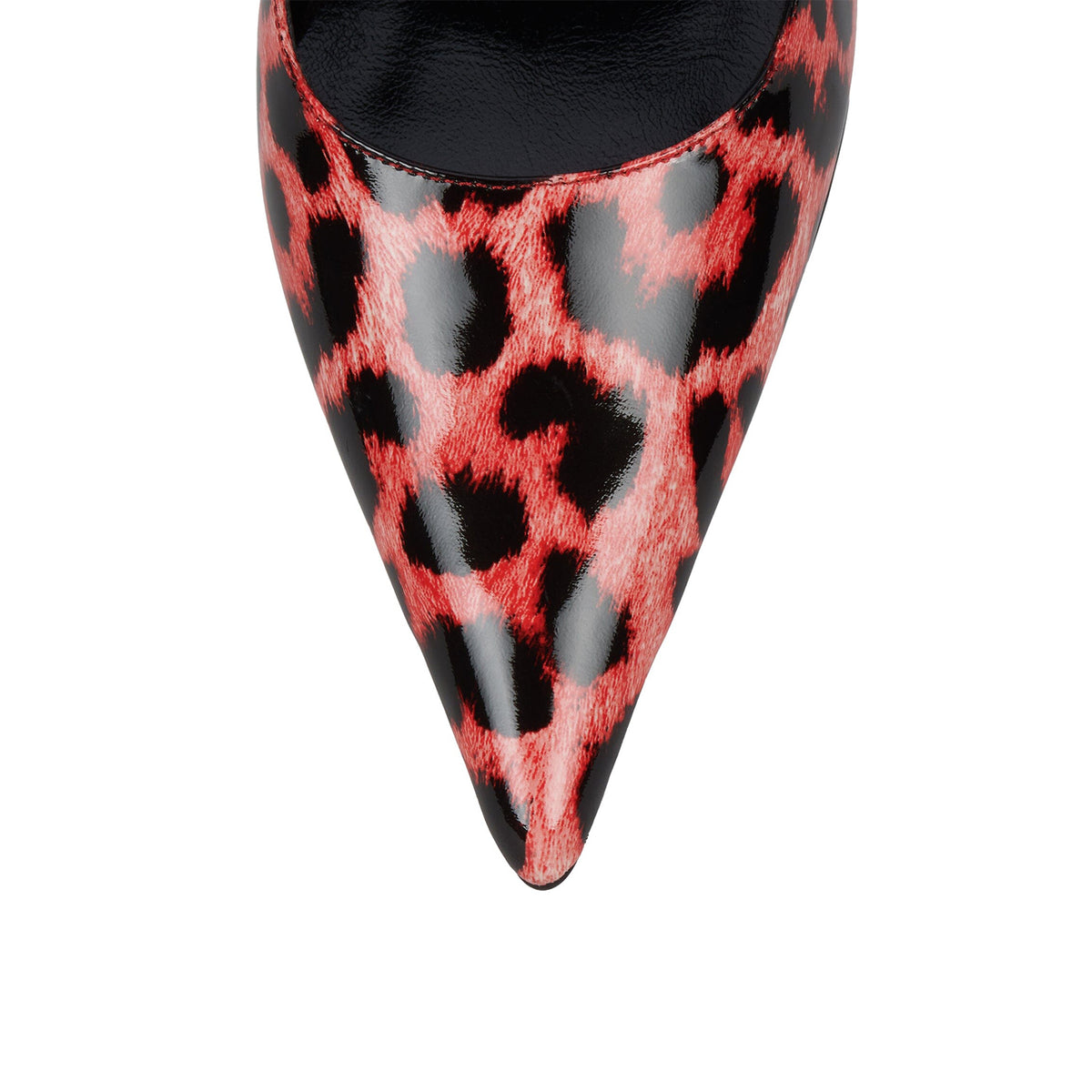 Patent Pink Leopard Pattern Pointed-Toe Slingback Chic High Heels