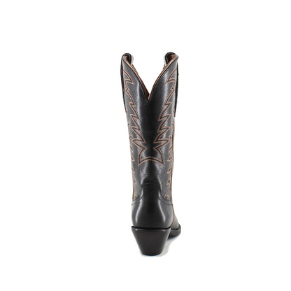 Black Snip-Toe Embroidery Western Mid Calf Cowgirl Boots