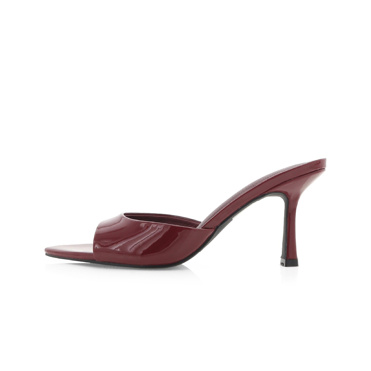 Patent Red Open Pointed-Toe Slip-On Backless High Heels