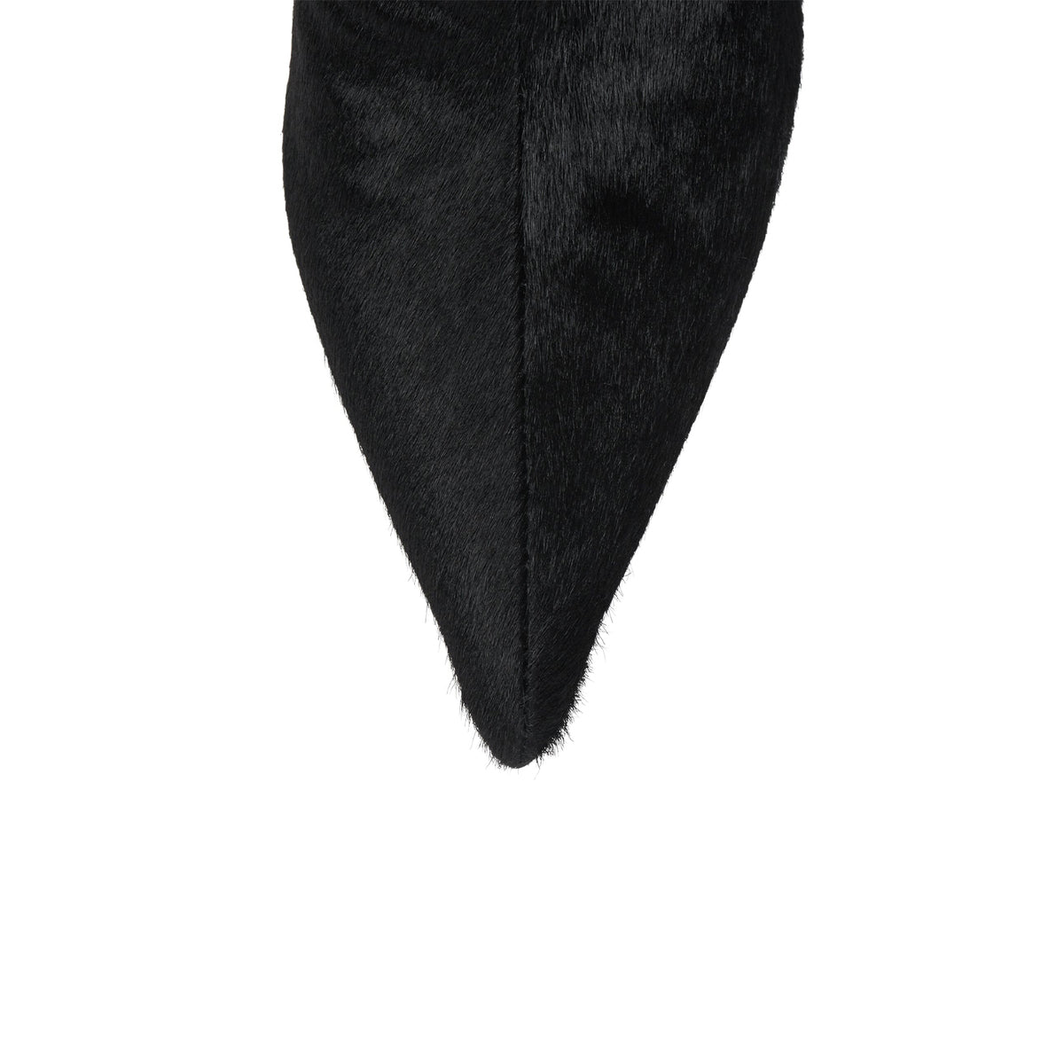 Black Pony Hair Vegan Leather Pointed-Toe Slip-On Sleek Ankle Stiletto Boots