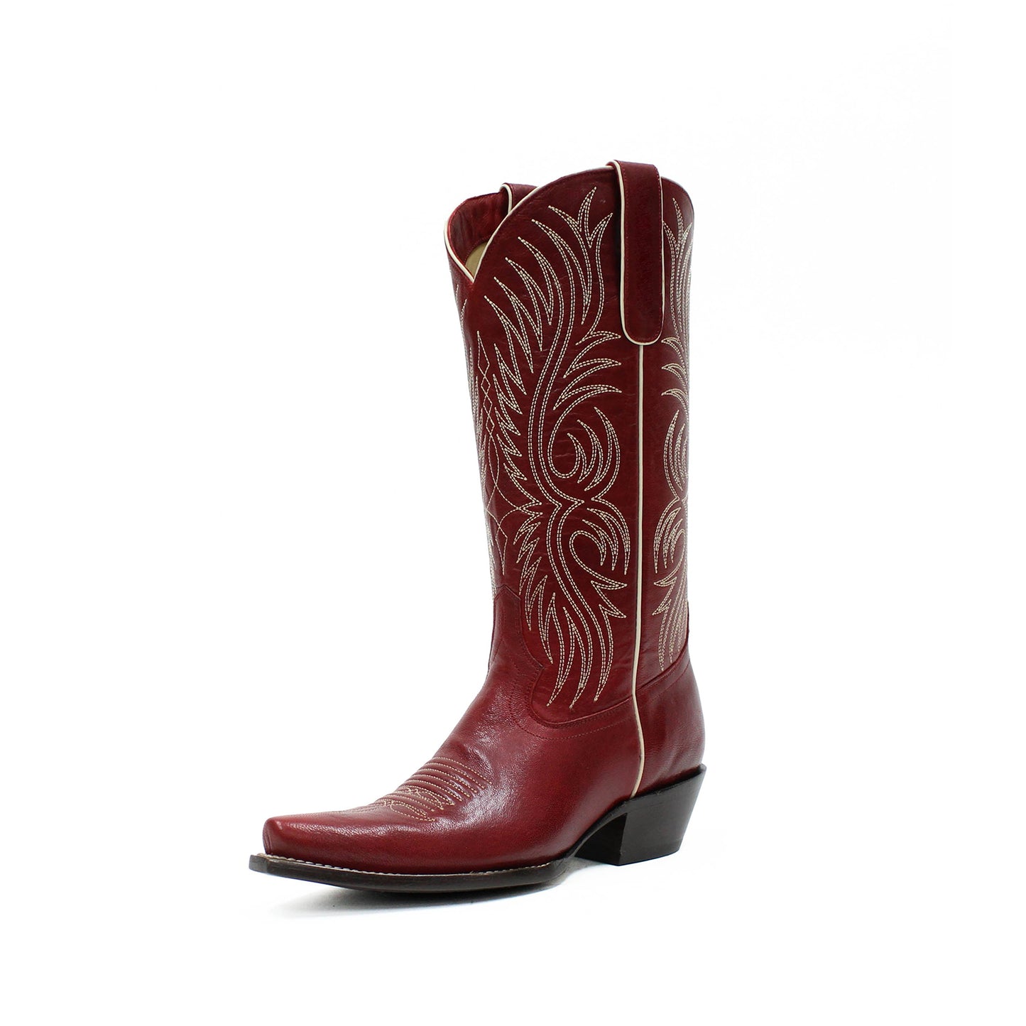 Red Snip-Toe Western Embroidery Mid Calf Cowgirl Boots