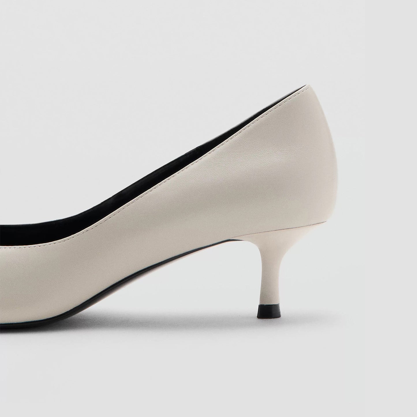 Ecru Pointed-Toe Slip-On Sleek Kitten Heels