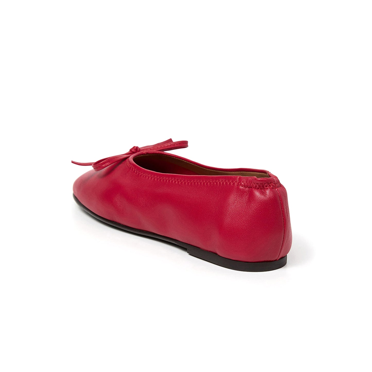 Red Square-Toe Classic Front Bow Slip-On Ballet Flats