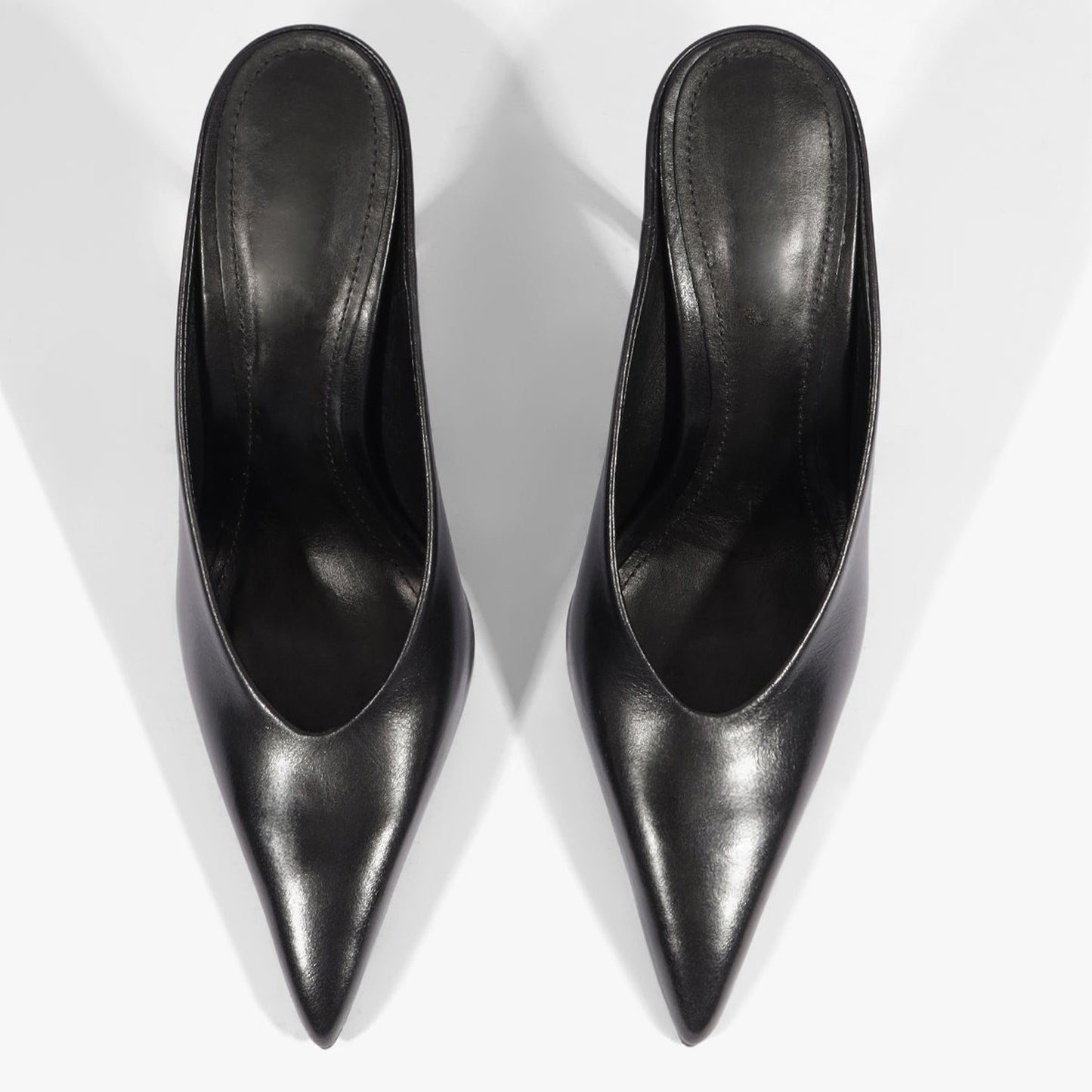 Black Pointed-Toe Slip-On Backless Chic Pumps High Heels