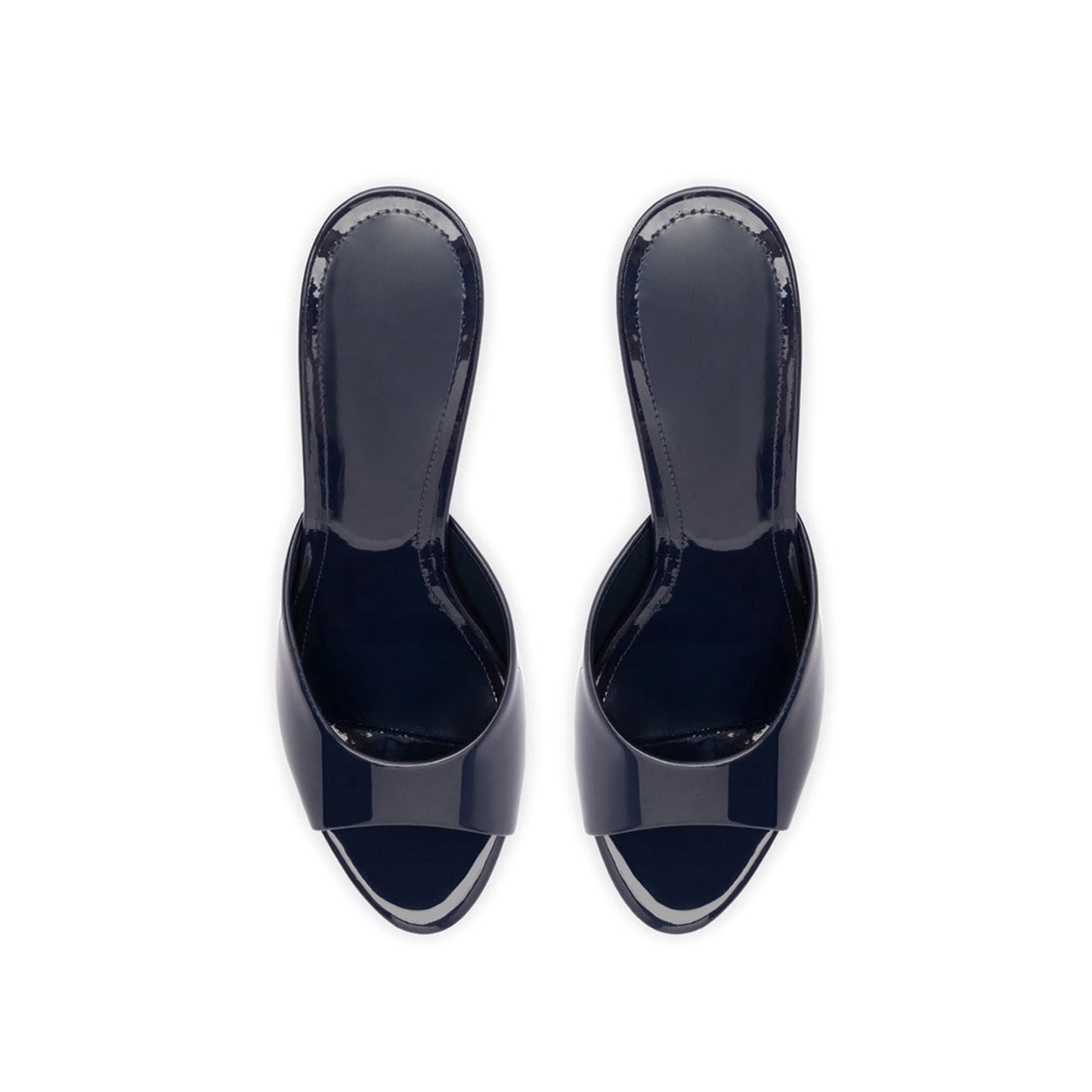 Patent Black Round-Toe Sleek Slip-On High Stiletto Heels