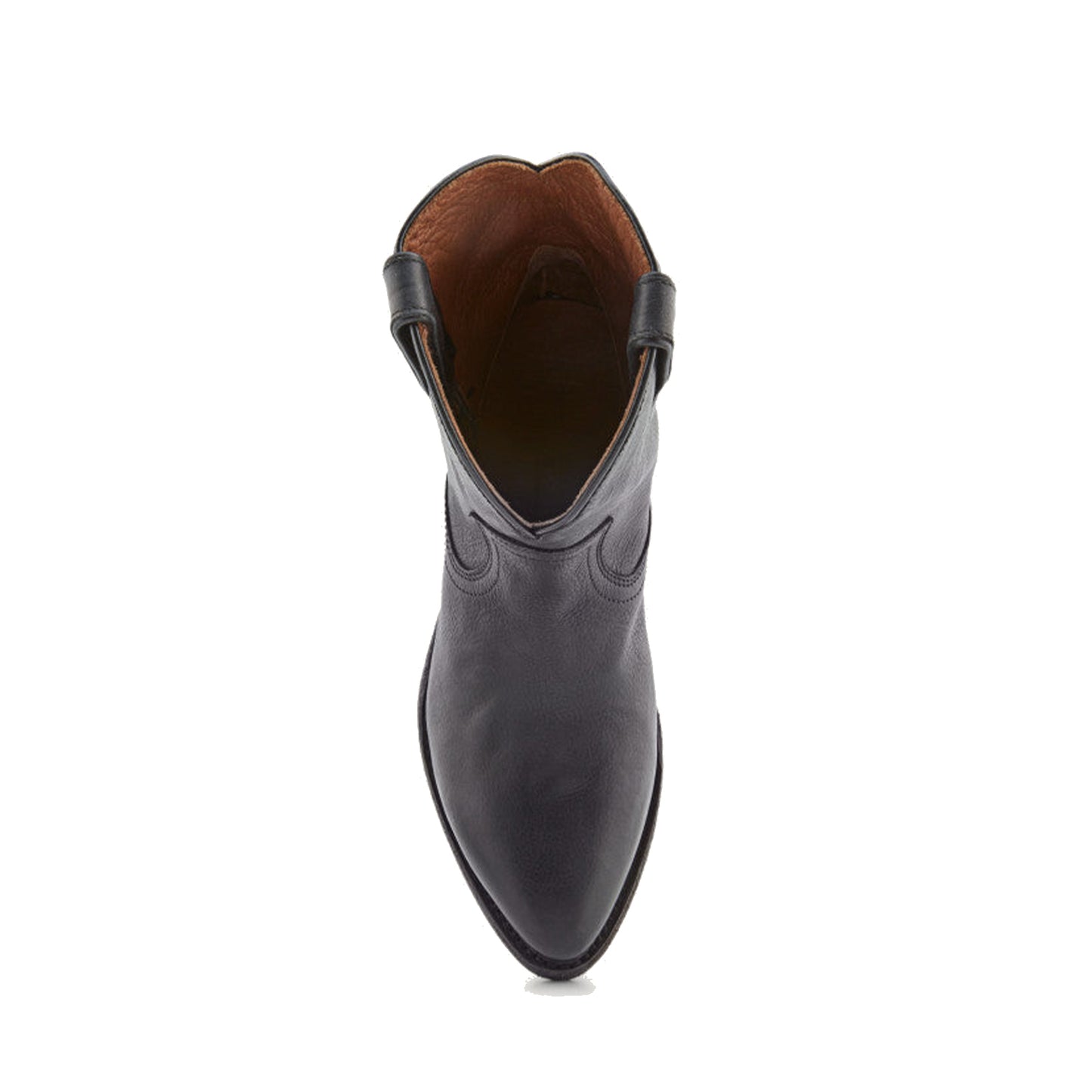 Black Round-Toe Simple Slip-On Ankle Cowgirl Boots