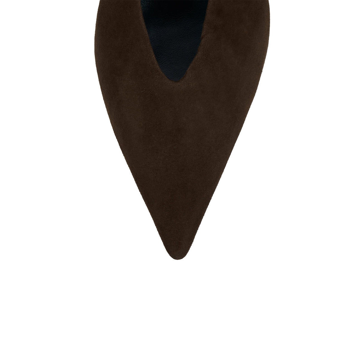 Dark Brown Faux Suede Pointed-Toe Slip-On Chic Kitten Heels
