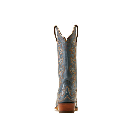 Blueberry Blue Snip-Toe Embroidery Mid Calf Cowgirl Boots