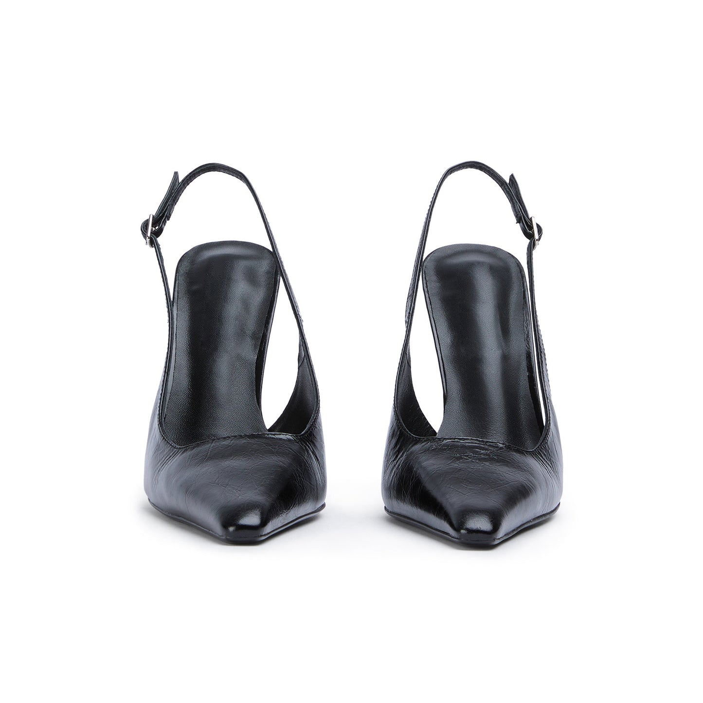 Black Pointed-Toe Slingback Pumps High Heels