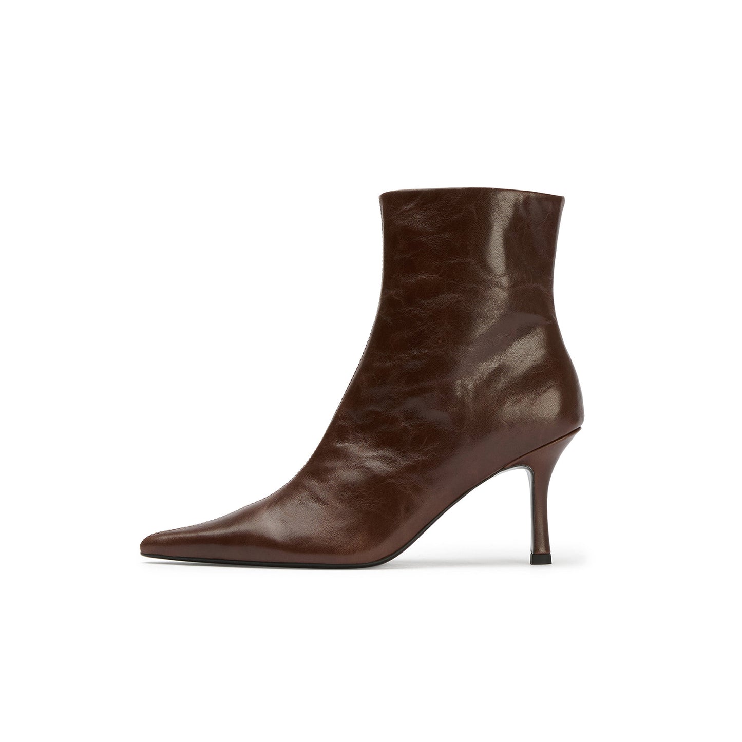 Vintage Chocolate Pointed-Toe Full-Zip Sleek Ankle Stiletto Boots