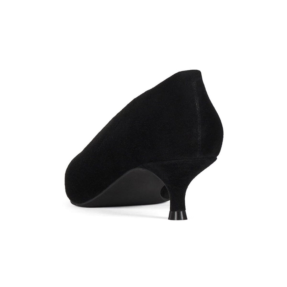Black Faux Suede Pointed-Toe Slip-On Chic Kitten Heels