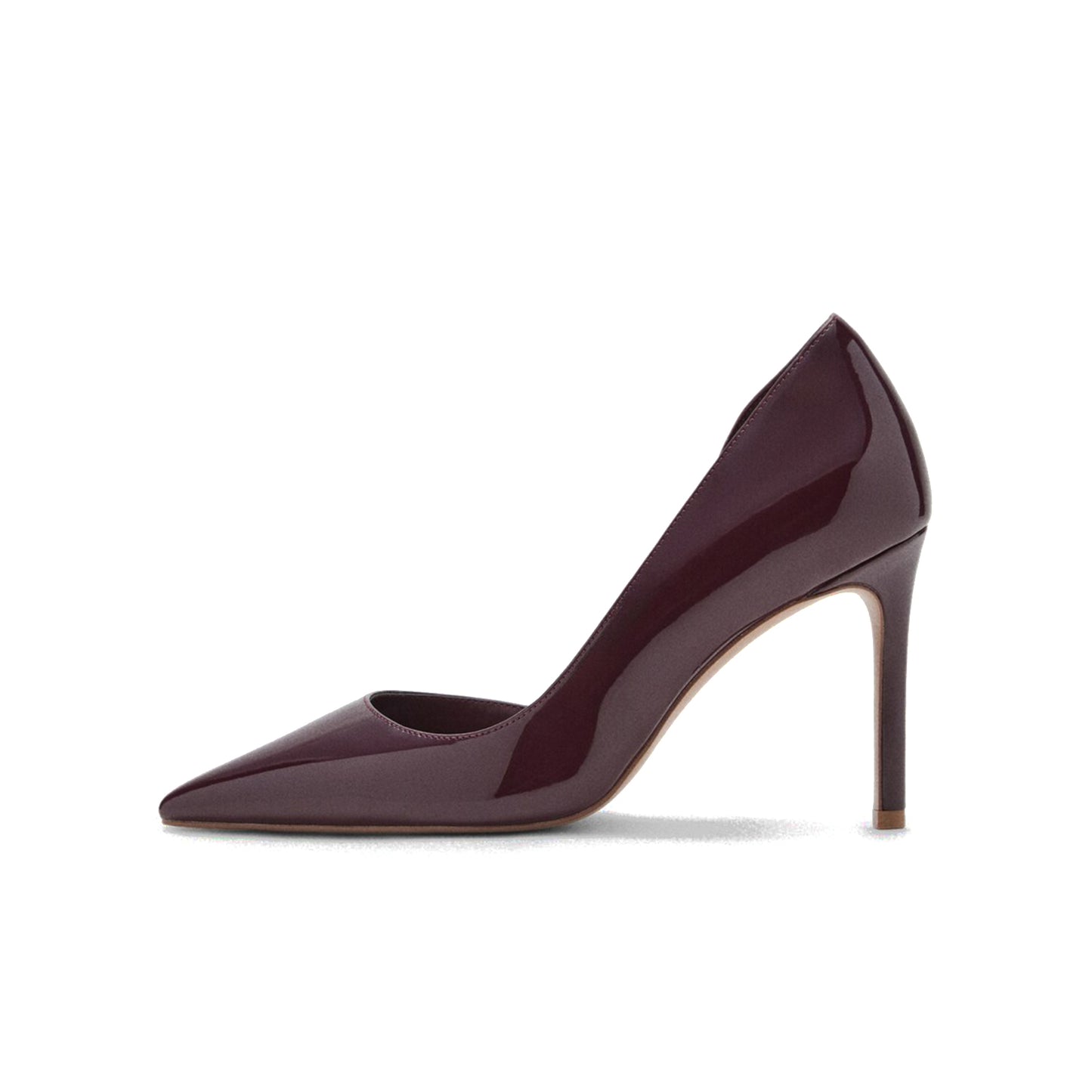 Patent Burgundy Pointed-Toe Slip-On Sleek High Heels Pumps