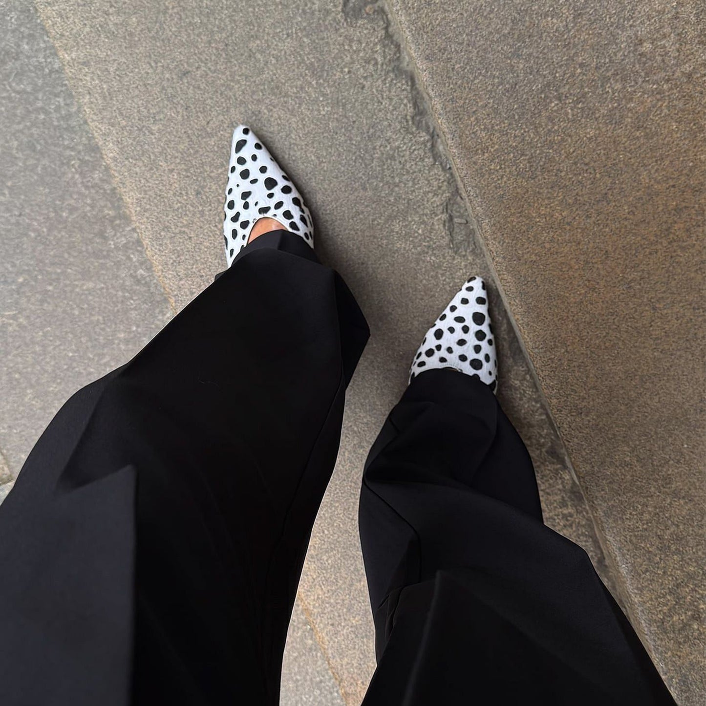 Cow Pattern Pointed-Toe Slip-On Pumps Kitten Heels