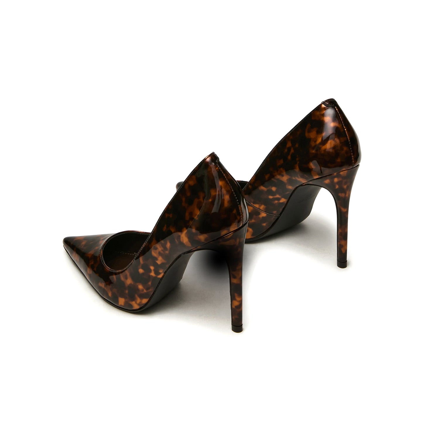 Leopard Print Patent Leather Pointed-Toe Slip-On High Heels