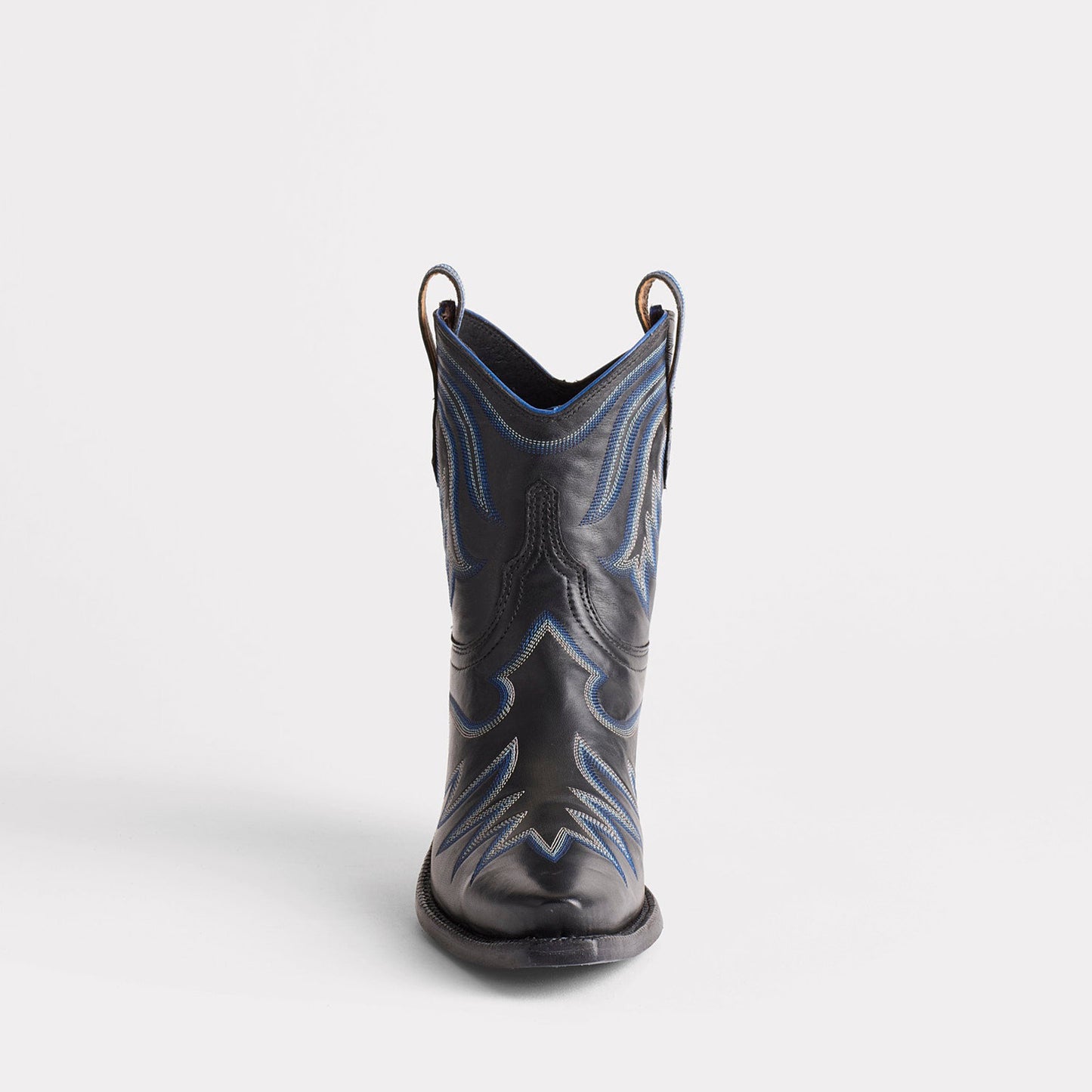 Black Snip-Toe Delicate Embroidery Western Ankle Cowgirl Boots
