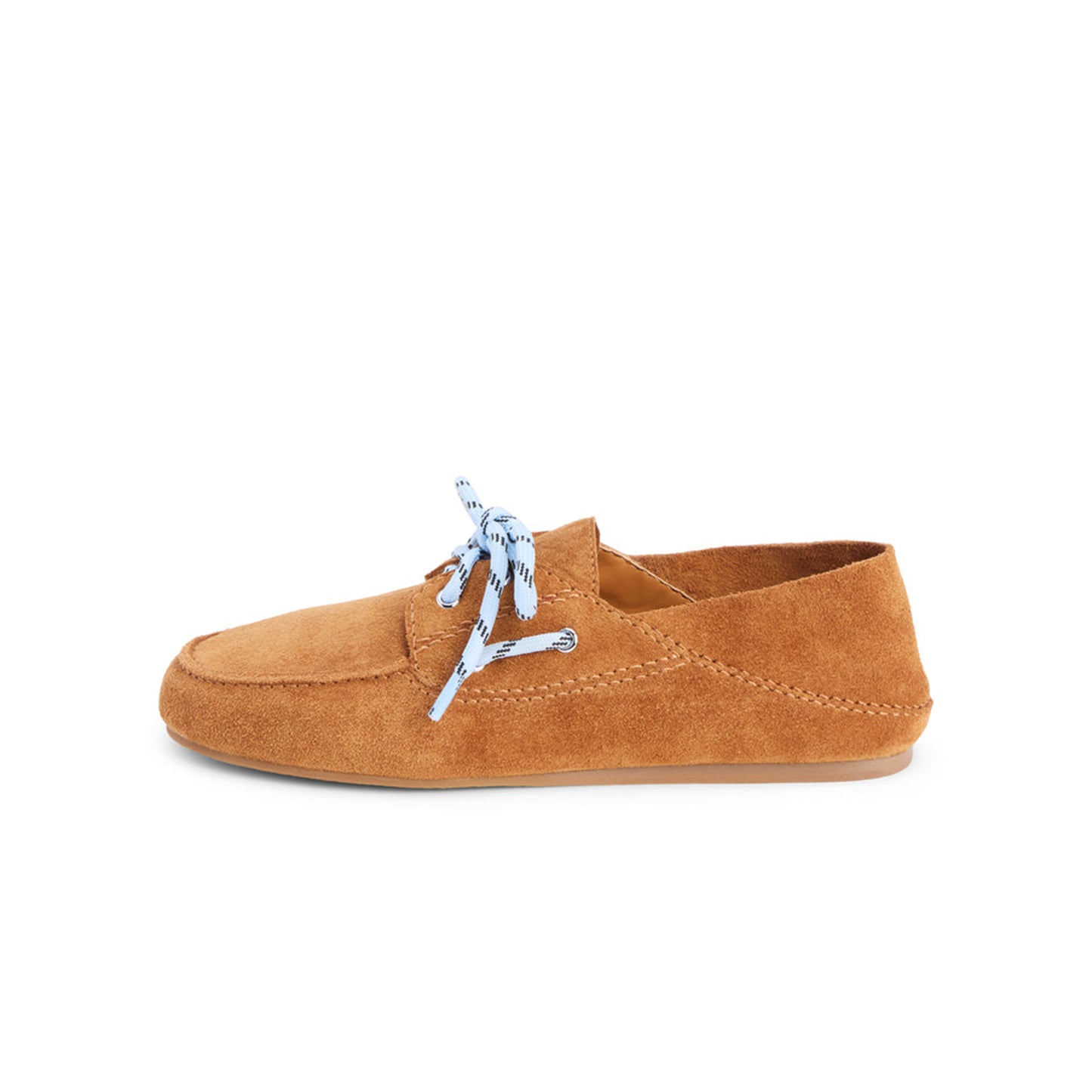 Brown Cow Suede Round-Toe Lace-Up Boat Shoes Flats