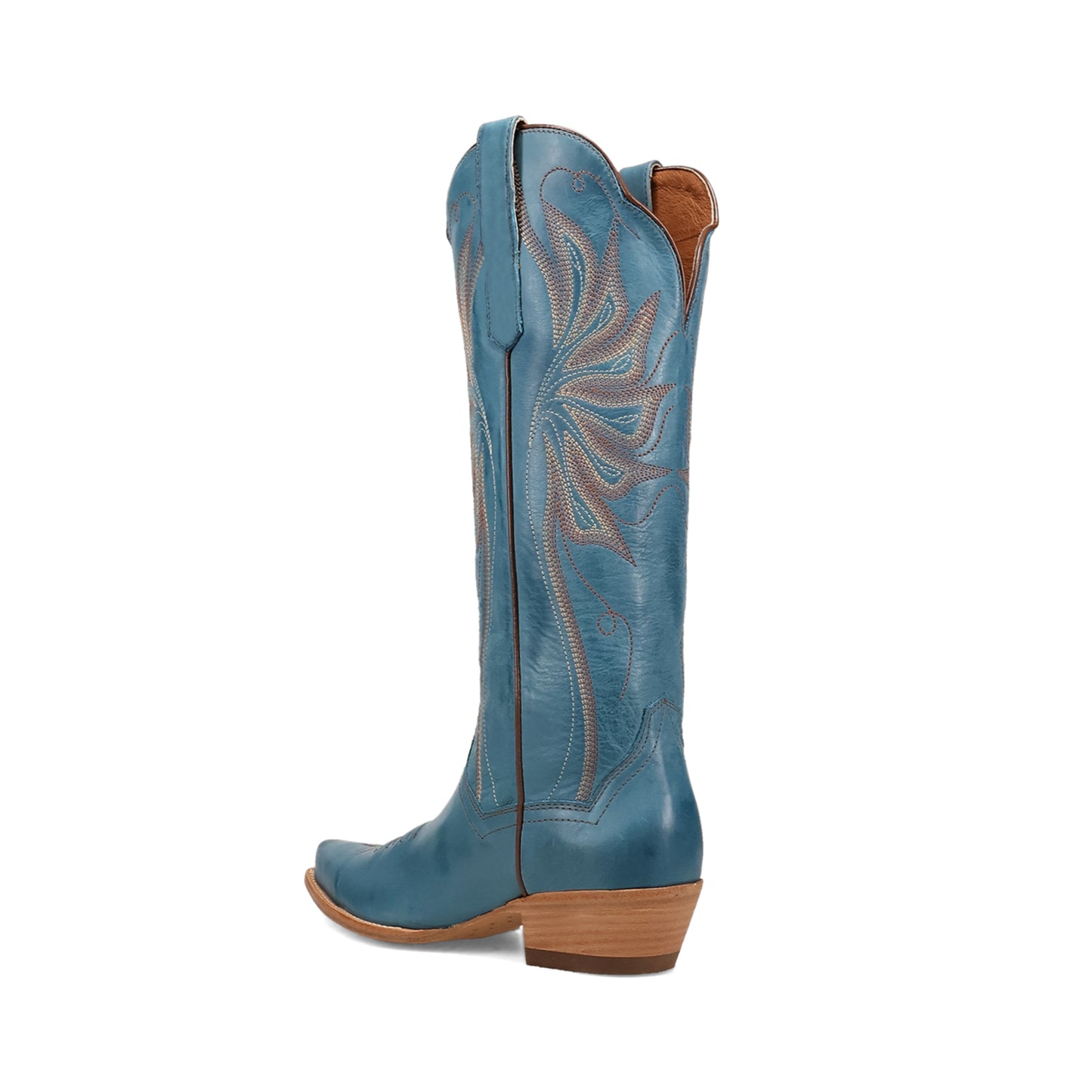 Blue Snip-Toe Grace Embroidery Mid Calf Cowgirl Boots