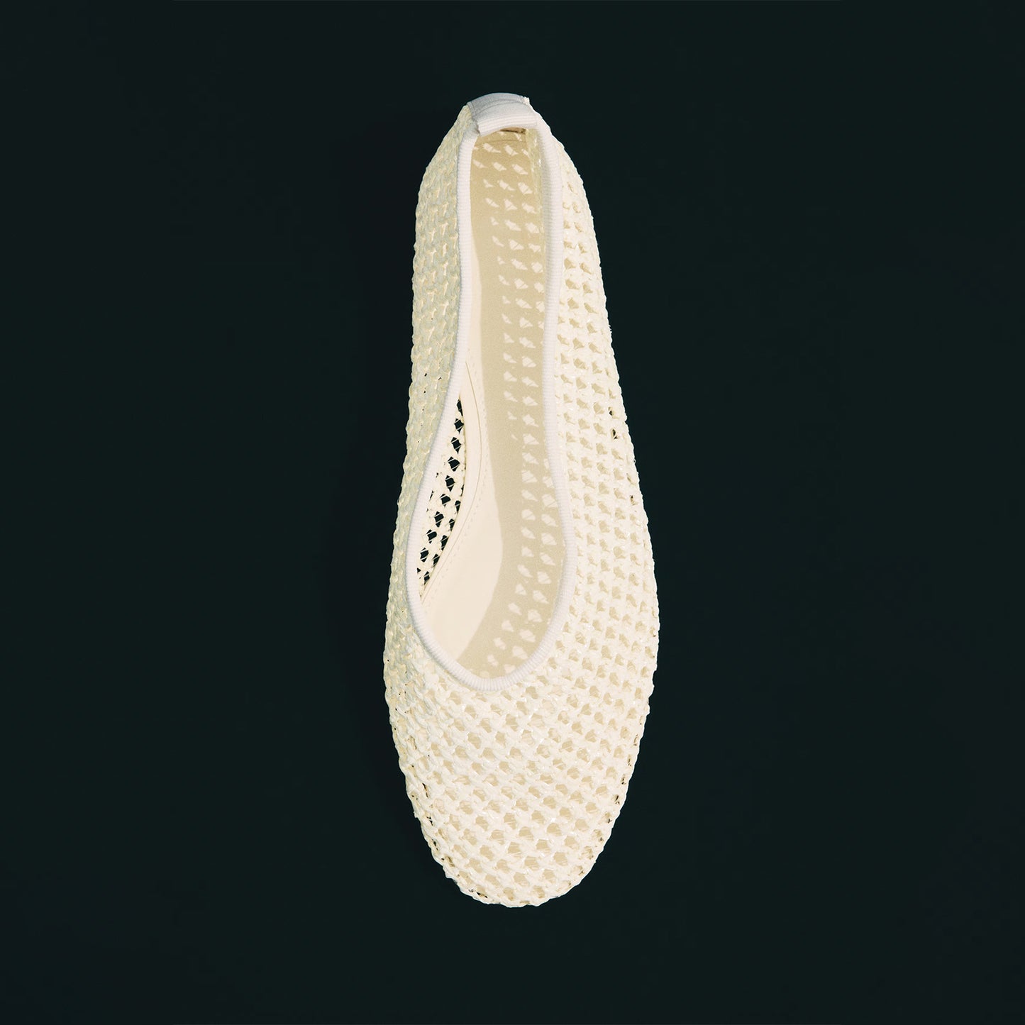 Cream Woven Square-Toe Simple Slip-On Ballet Classic Flats