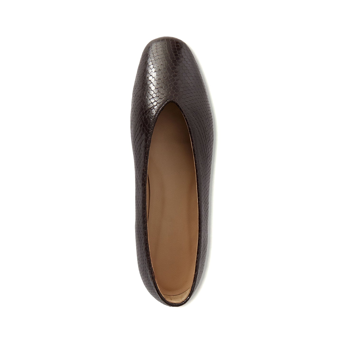 Chocolate Snakeskin Print Vegan Leather Square-Toe Simple Slip-On Ballet Flats