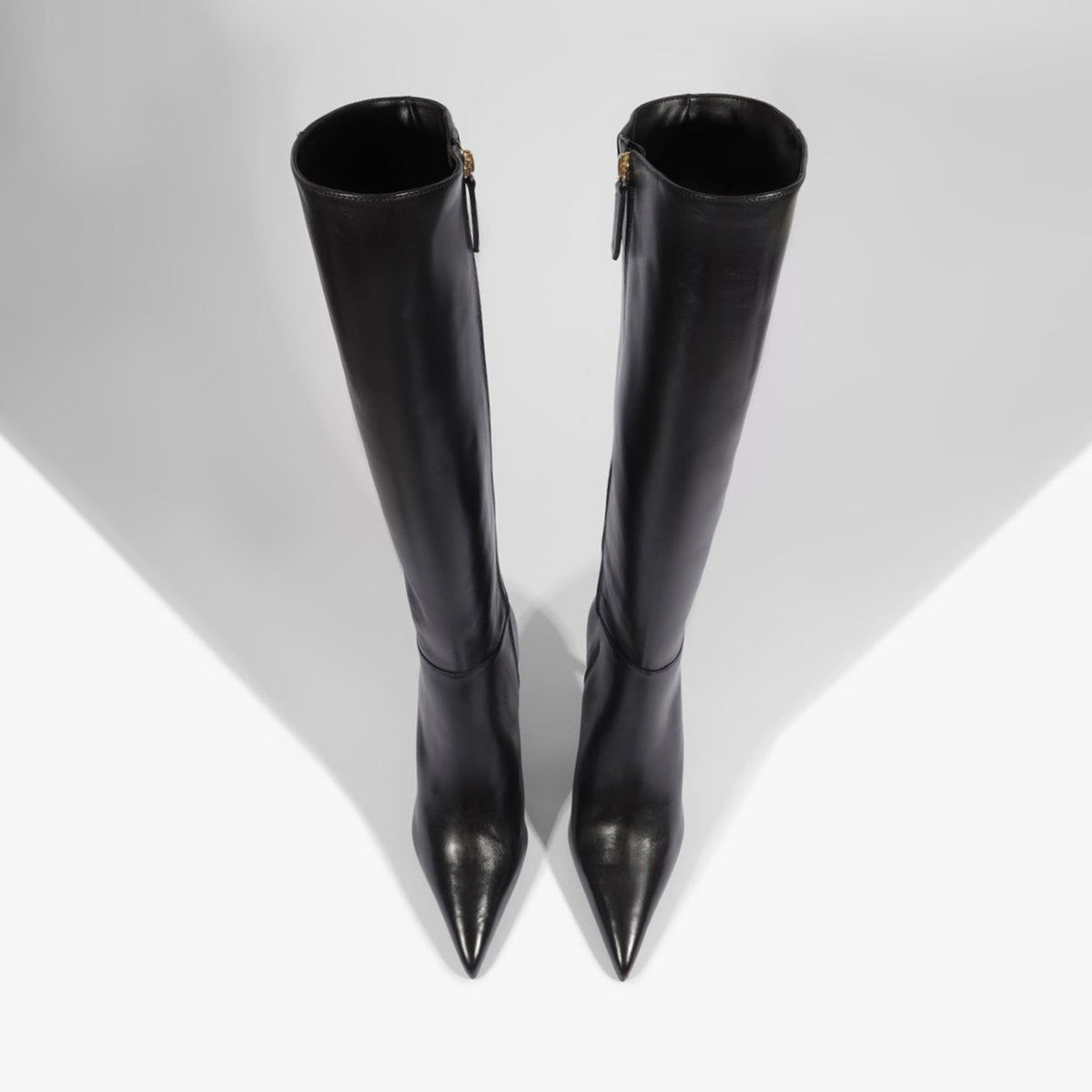 Chic Pointed-Toe Simple Full-Zip Sleek Knee High Stiletto Boots - Black