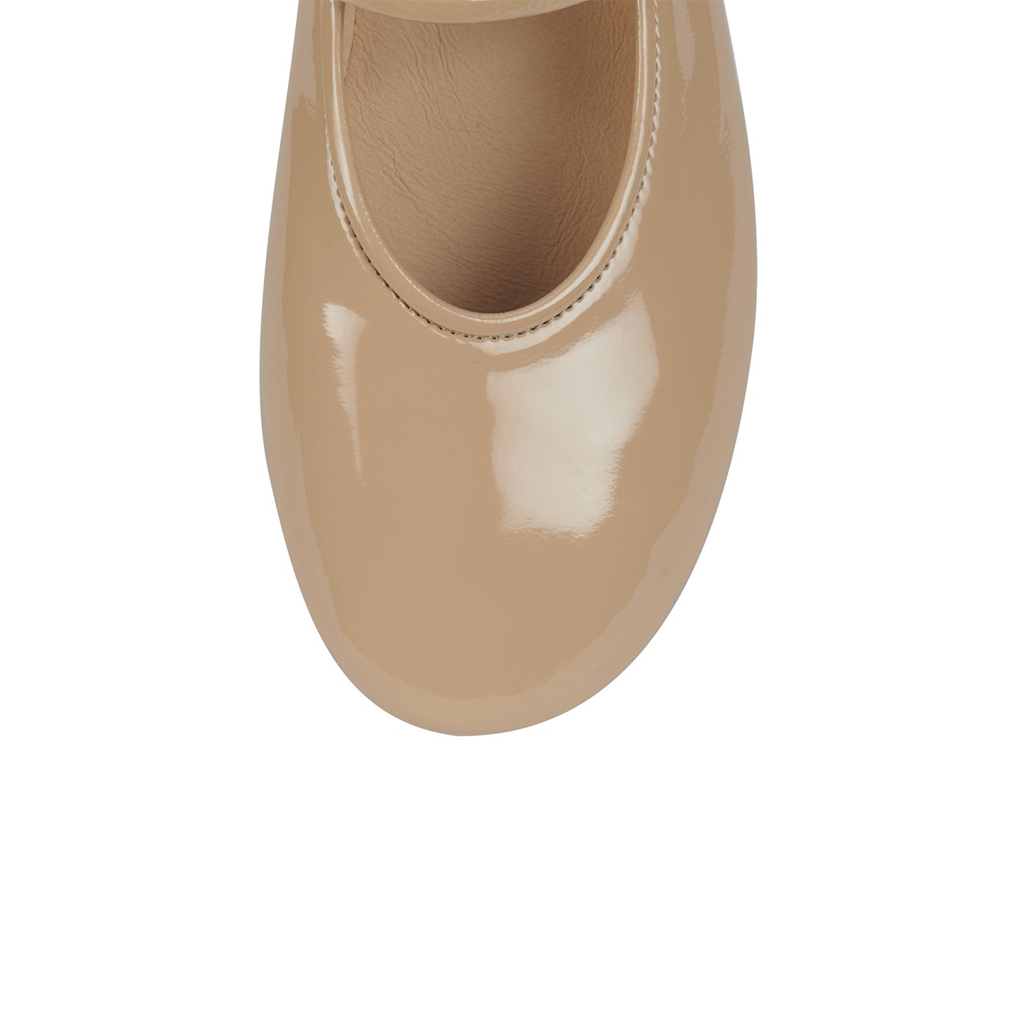 Patent Beige Round-Toe Mary Jane Chic Ballet Flats