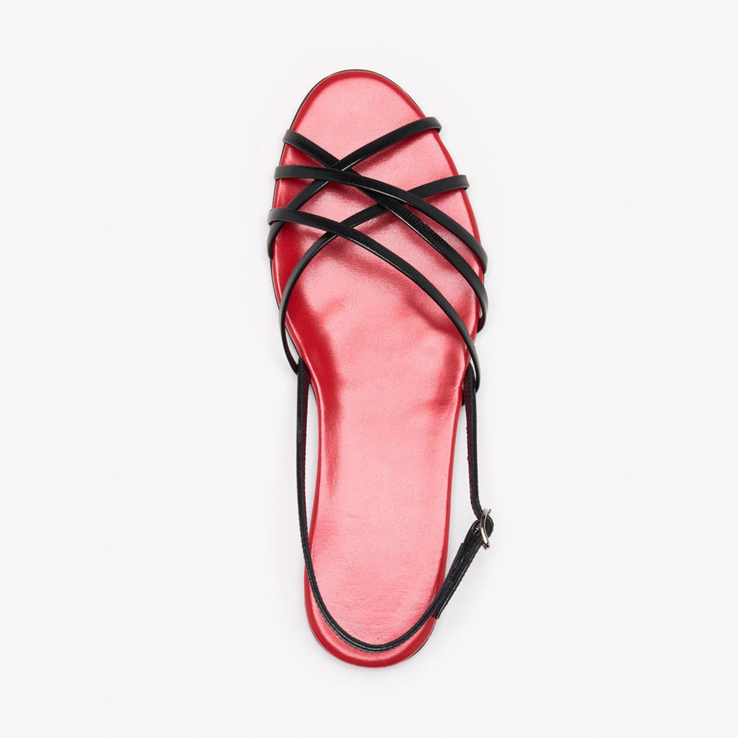 Black Round-Toe Strappy And Slingback Sandals Flats