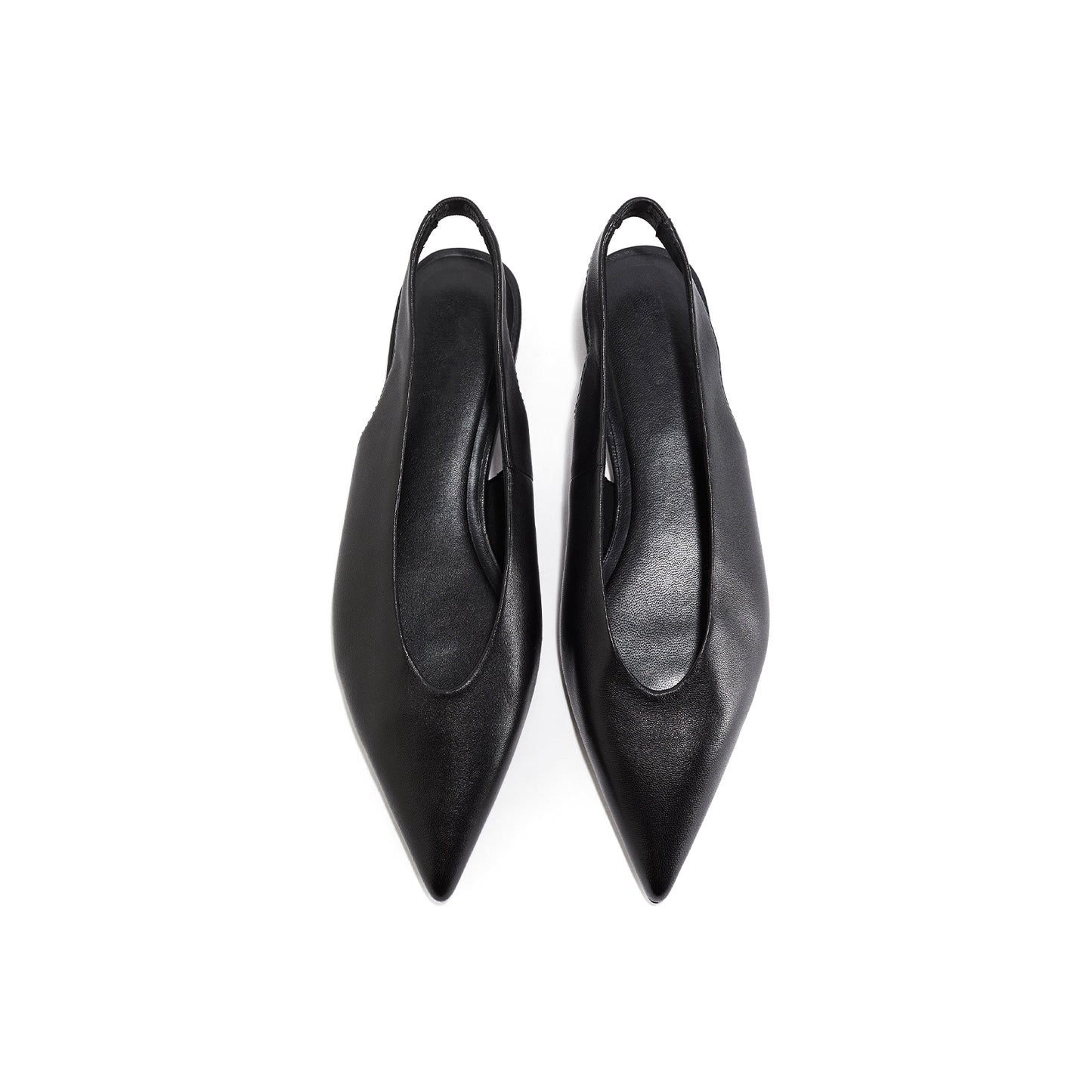 Black Pointed-Toe Slingback Slip-On Flats