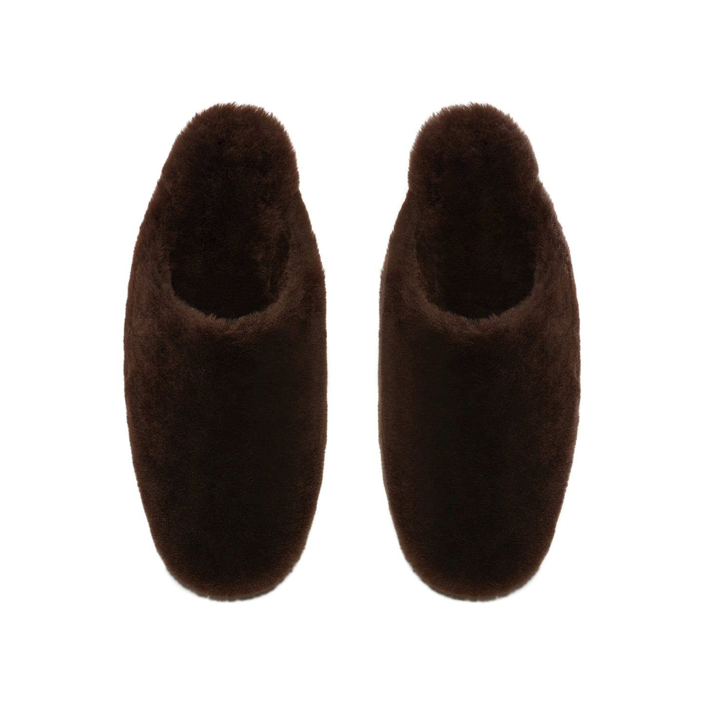Chocolate Plush Square-Toe Slip-On Backless Slippers Flats