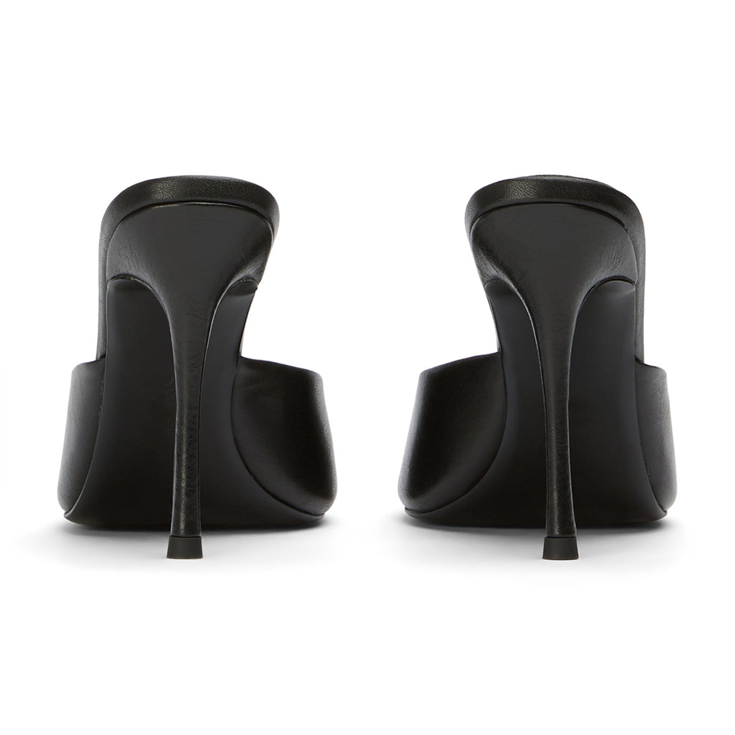 Black Peep Round-Toe Slip-On Backless Stiletto High Heels